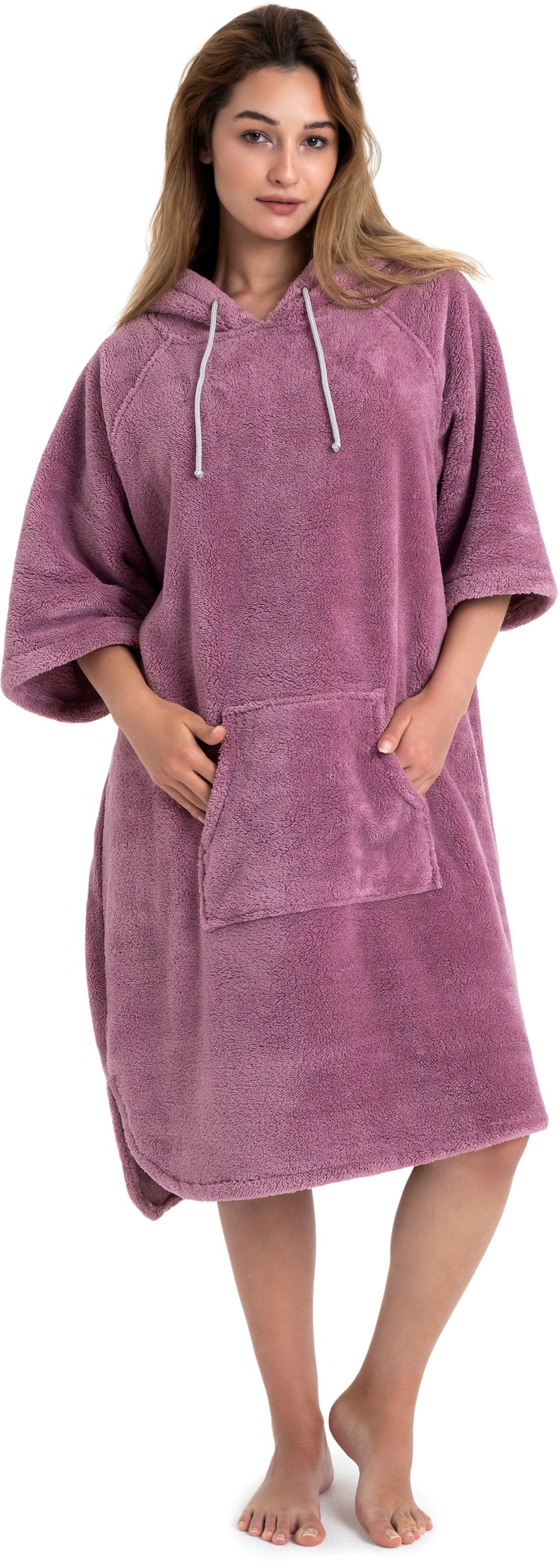 my home Badeponcho "Lillou, ideal für Sauna, Spa & im Urlaub", (1 St.), weich und kuschelig, Fleece, Unisex, für Damen u