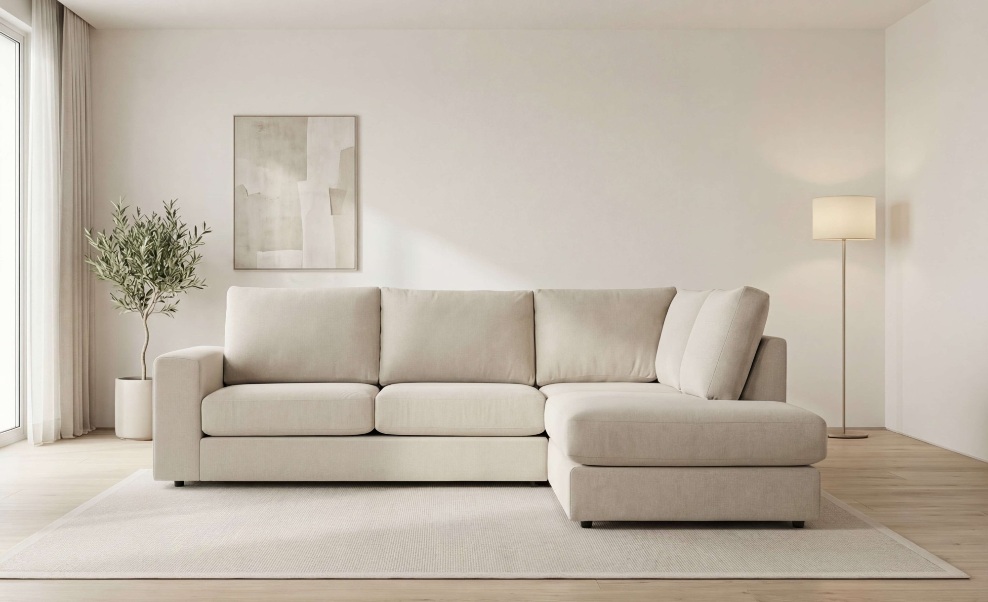 OTTO home Ecksofa "Nivette, weiches Chenille" Breite 292 cm, L-Form, bodentief, mit Wellenunterfederung