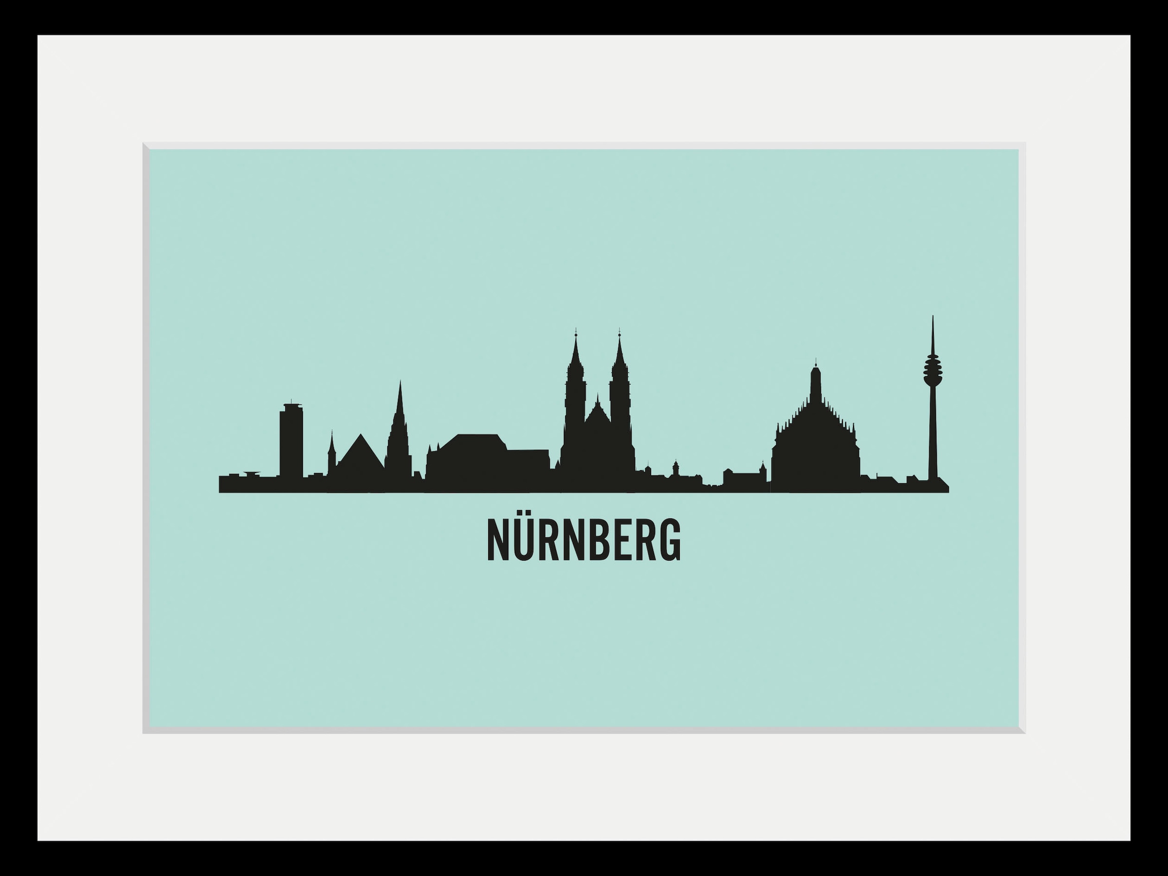queence Bild »Nürnberg Skyline«, Städte-Stadt-Deutschland-Gebäude-Nürnberg, (1 St.), HD Premium Poster-Druck inkl. Holzrahmen