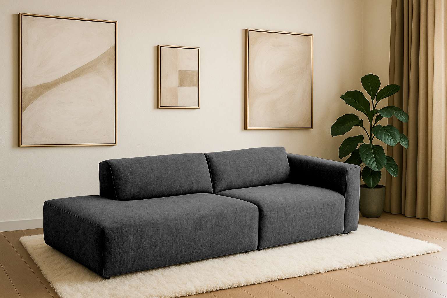 Home affaire 2-Sitzer "Noord mit Kedernaht, Breite 227 cm" Cord, Struktur, Webstoff, mit Wellenunterfederung, Massivholzrahmen