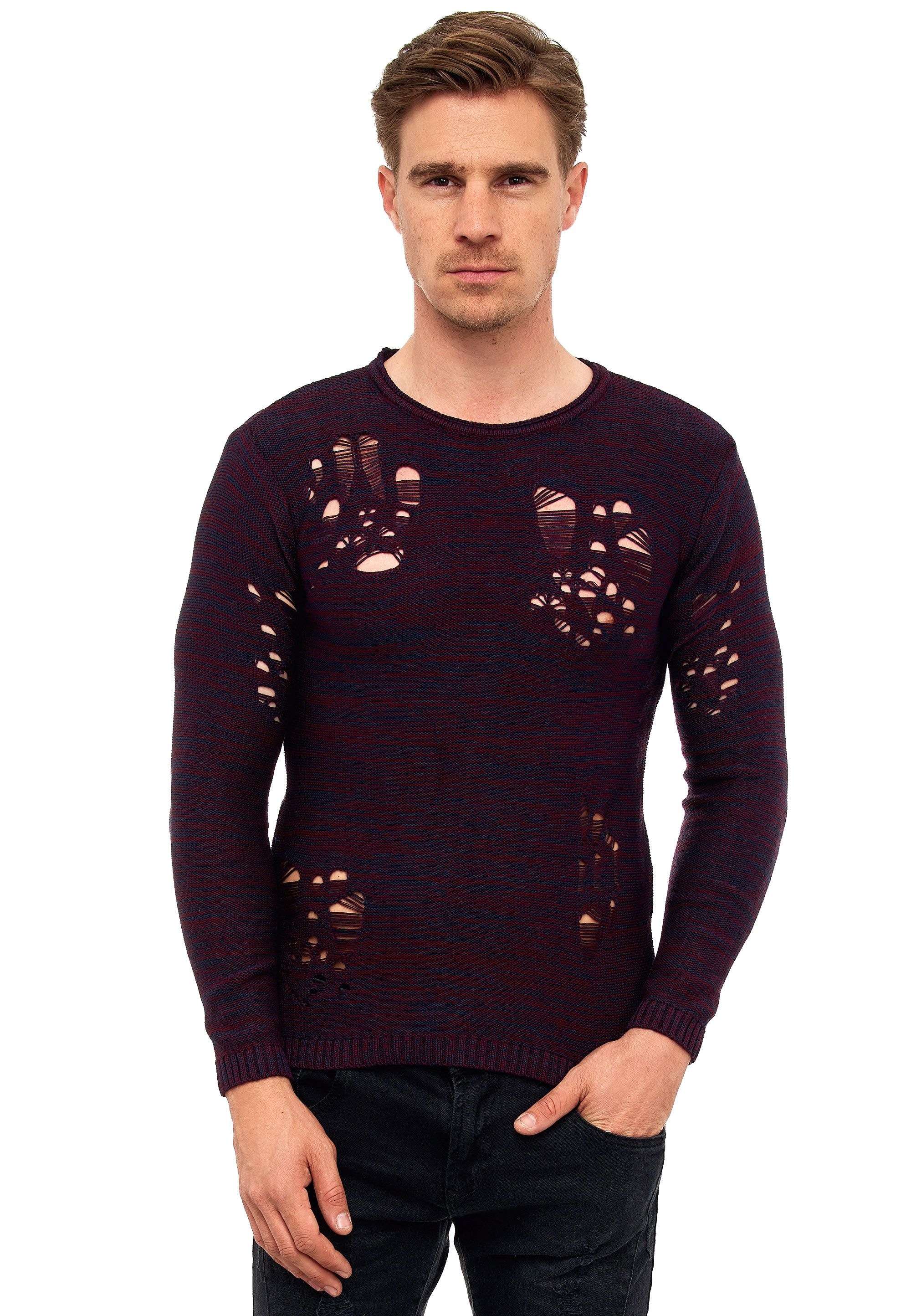 Rusty Neal Strickpullover im angesagten Used-Design