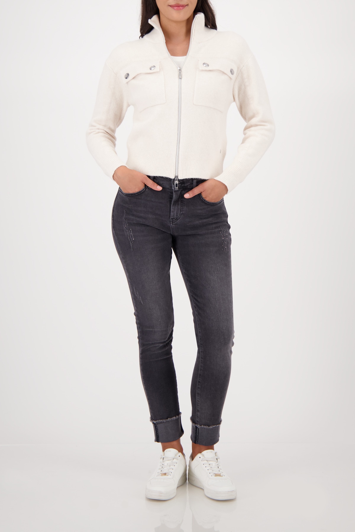 Monari Slim-fit-Jeans »Hose Jeans Nietenschmuck« Slim-fit-Passform