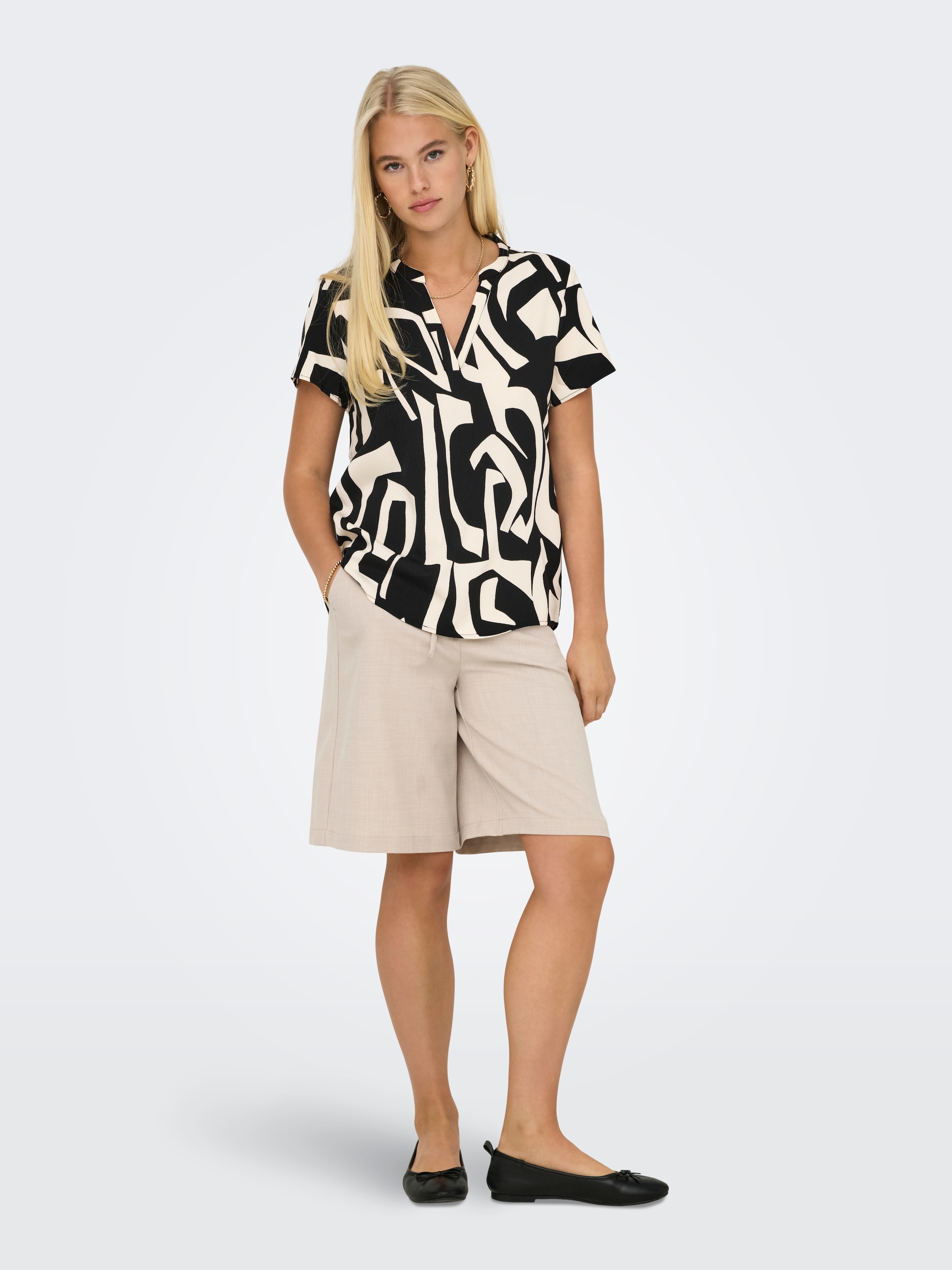 ONLY Blusenshirt »ONLELITE LIFE S/S V-NECK TOP NOOS PTM«