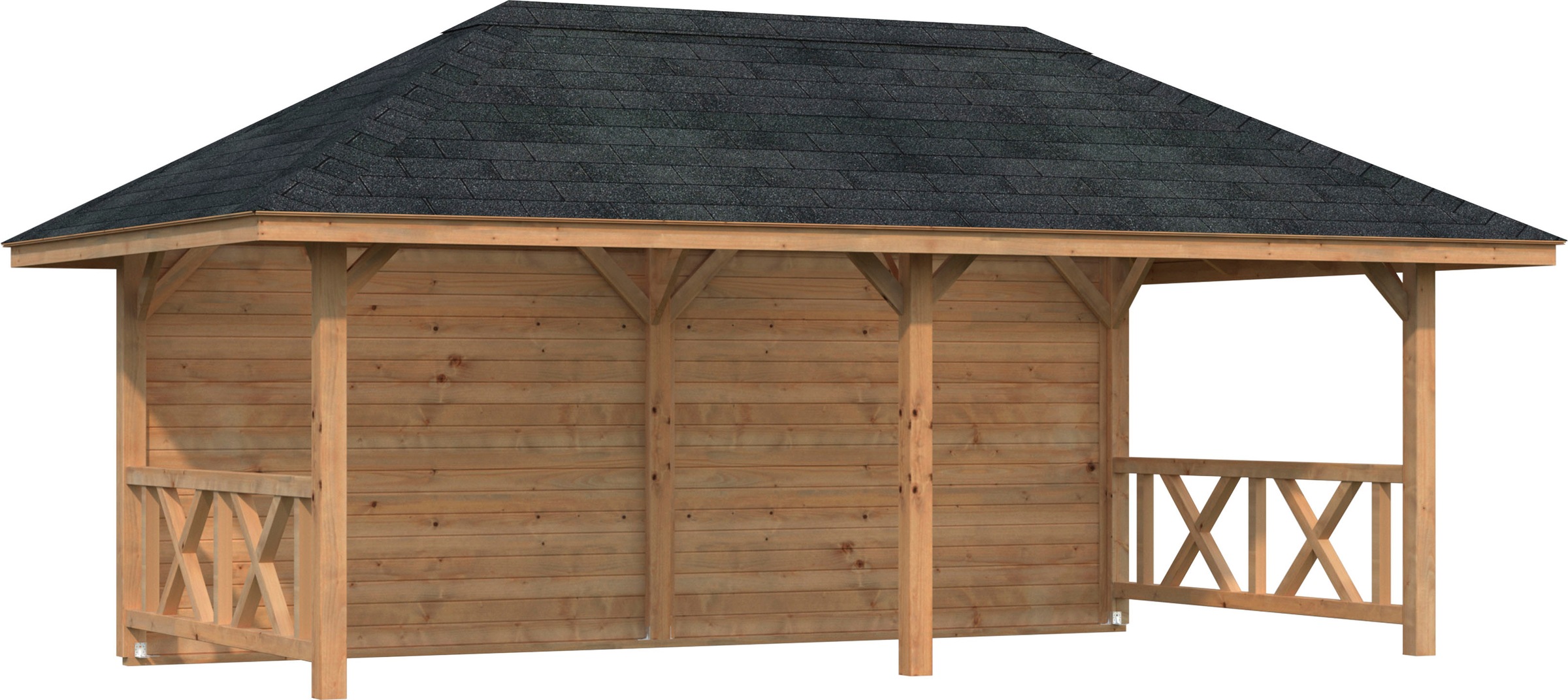 Holzpavillon PALMAKO, braun, Garten, Pavillons, "Bianca 16,6 m² Set 108", BxTxH: 588x300x323 cm