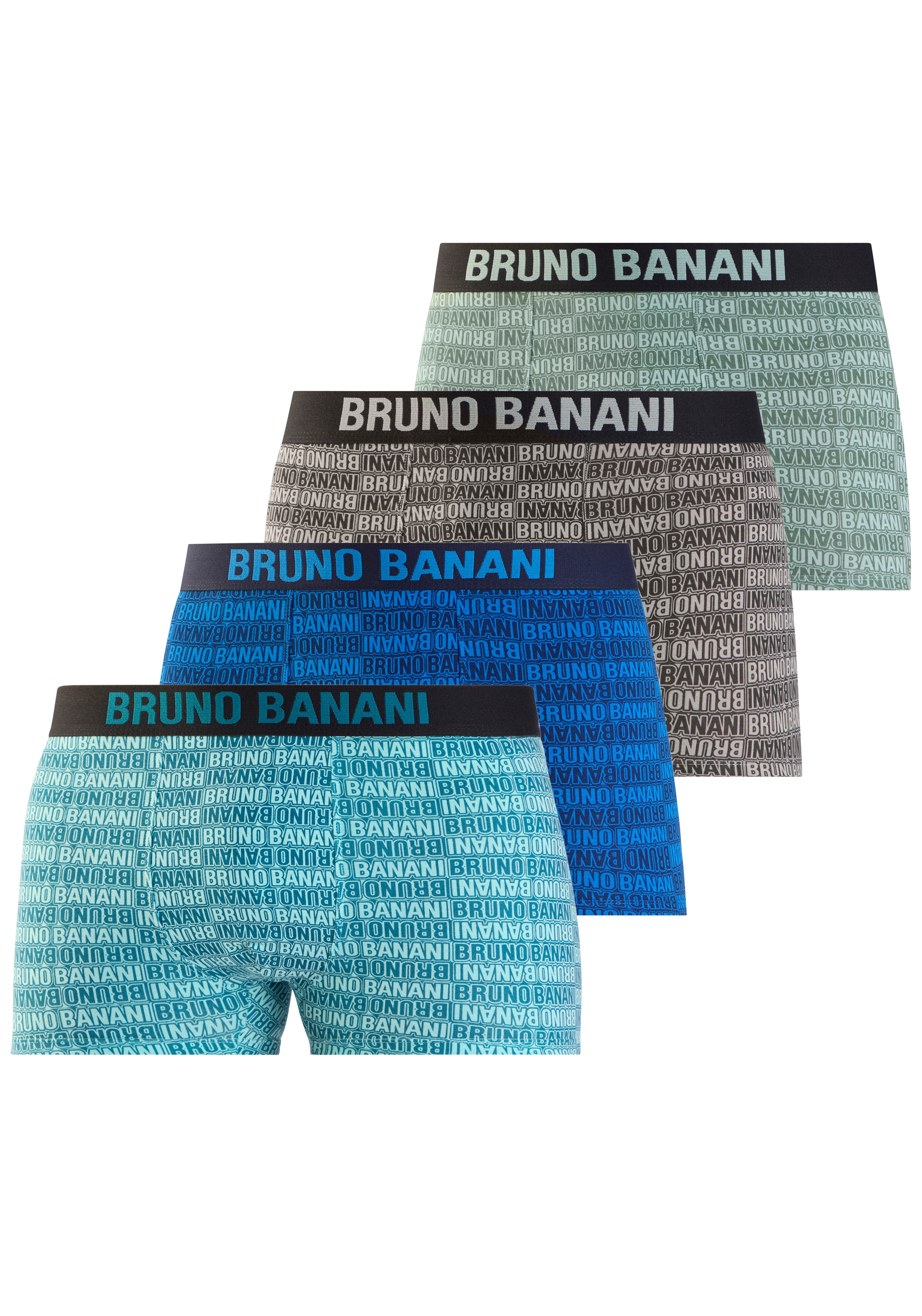 Bruno Banani Boxer "Boxershorts für Herren" Packung, 4 Stk. Unterhosen mit Logobund