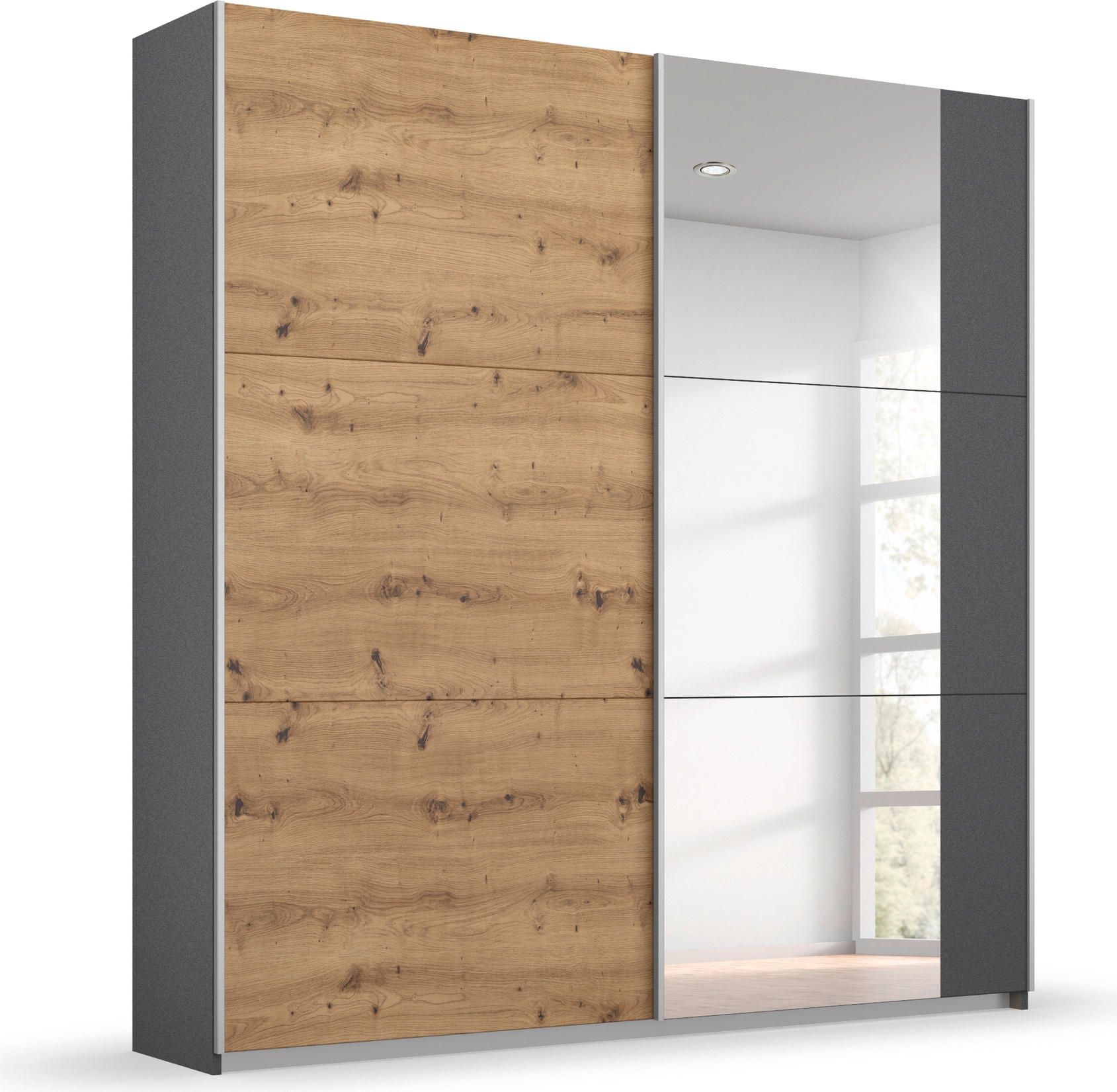 rauch Schwebetürenschrank "Kleiderschrank Schrank Garderobe AURELIO" 3 Ausstattungen BASIC/CLASSIC/PREMIUM (inkl. SOFT-CLOSE-FUNKTION), zeitloses Design, viele Farben, Breiten 175/218/261 cm MADE IN GERMANY