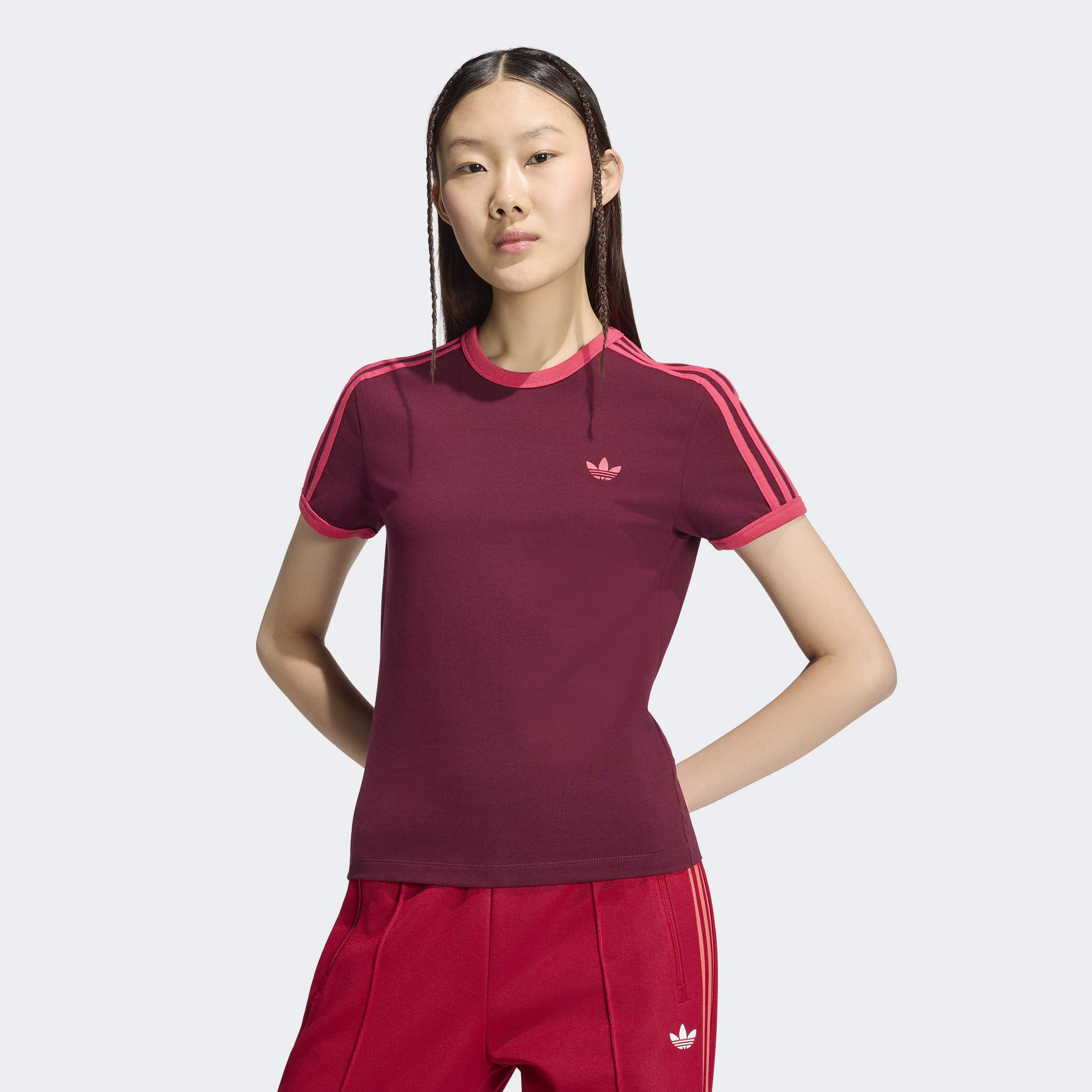 adidas Originals T-Shirt "3-STREIFEN, SCHMAL GESCHNITTEN" sanft anliegende Passform, ohne Verschluss, für sportlichen Look