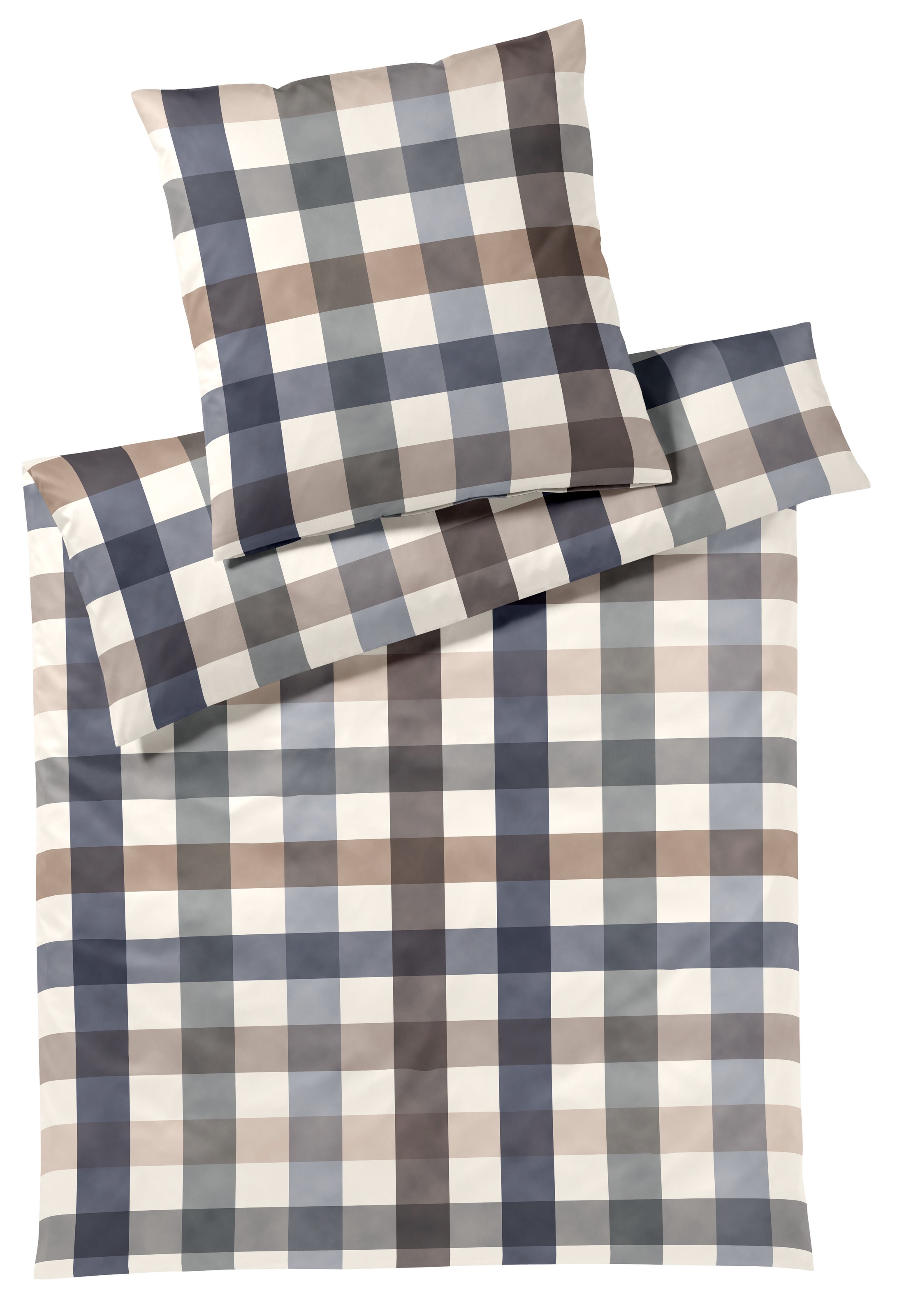 Elegante Bettwäsche "Kuschel Karo" 2 Stk. tlg. angenehmes Hautgefühl günstig online kaufen