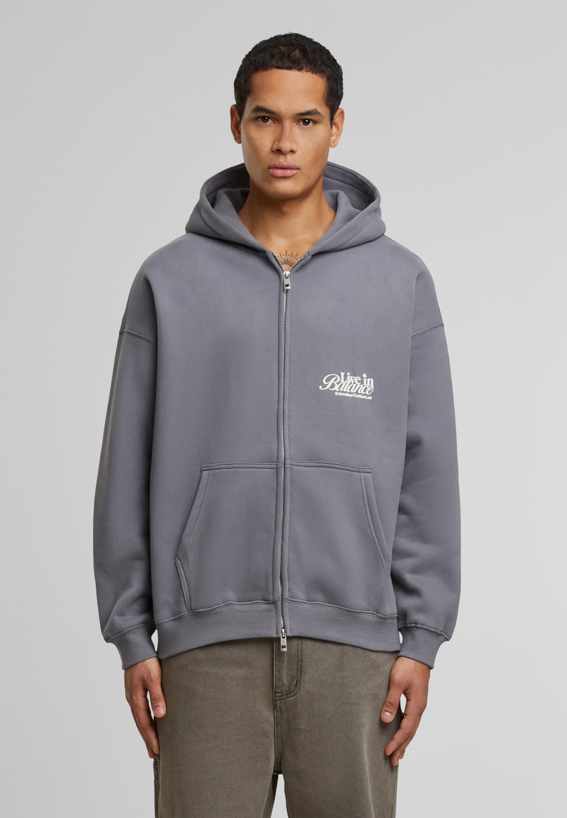 Another Cotton Lab Kapuzensweatshirt »Another Cotton Lab Live in Balance Heavy Oversized Zip Hoodie«, (1 tlg.)