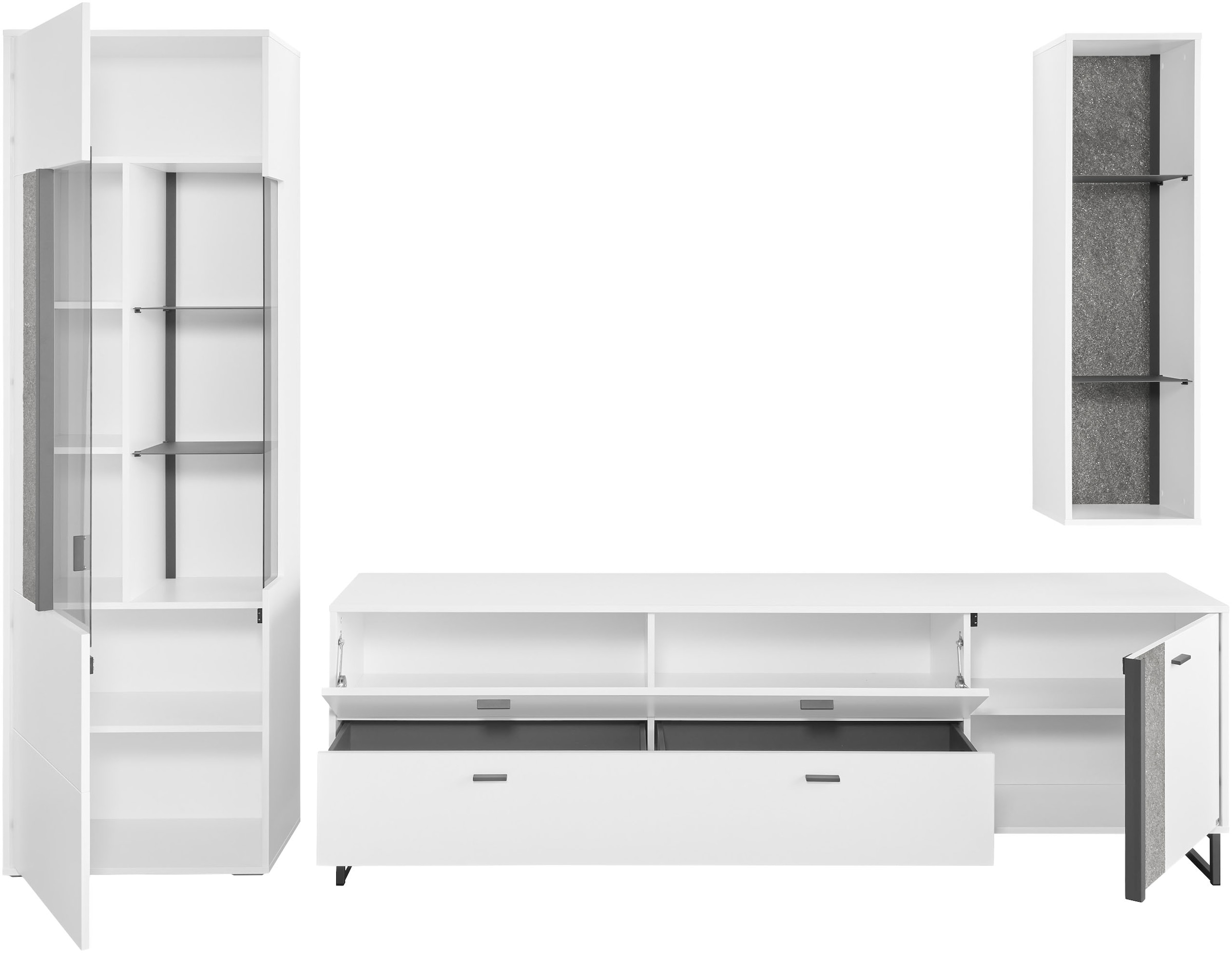 set one by Musterring TV-Wand »Deltona«, (3 St.), Zierelemente aus Sandstein, mit Hängeregal Gesamtbreite ca. 287cm