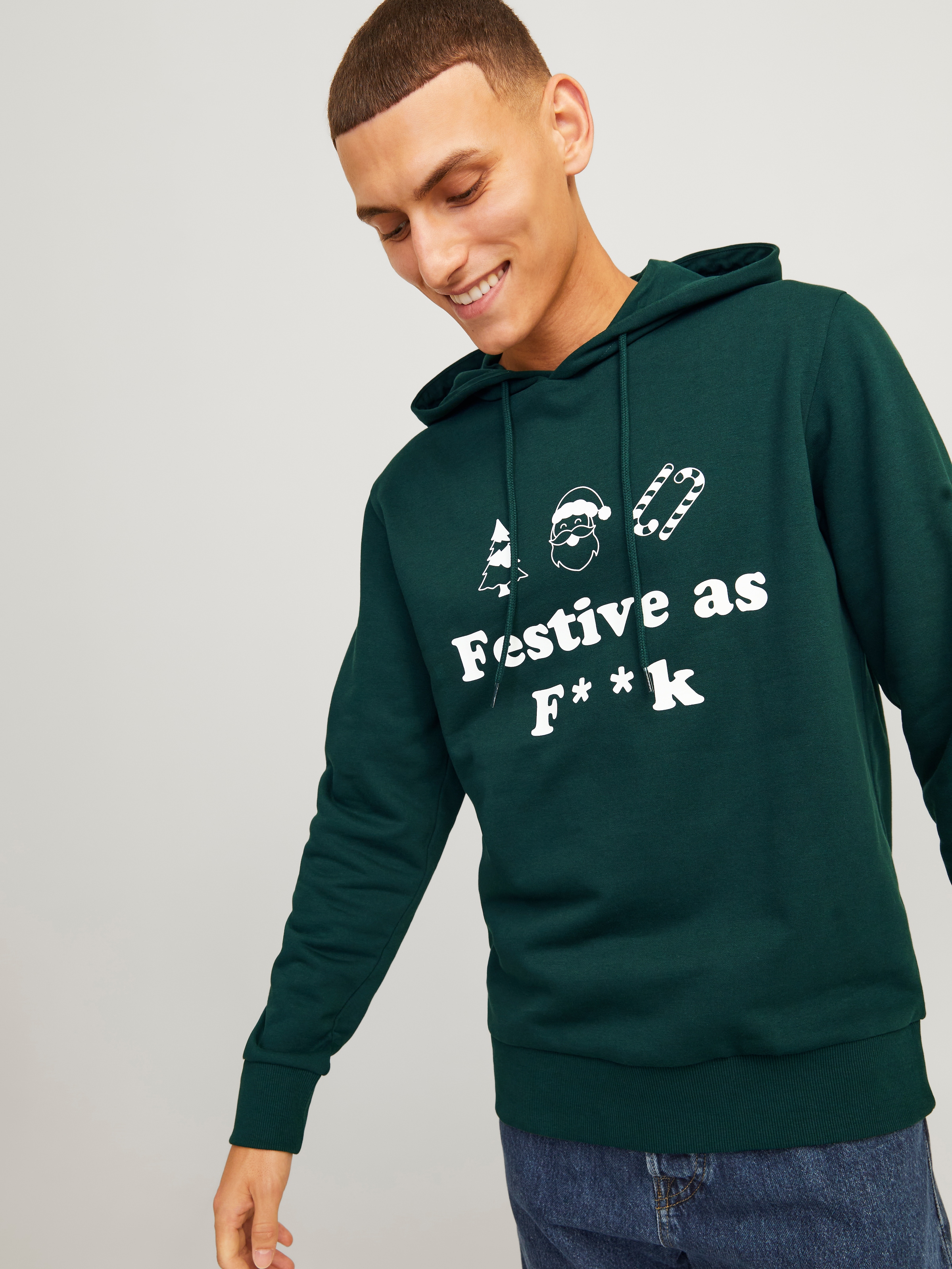 Jack & Jones Kapuzensweatshirt »JJXMAS ONE COLOR FUNNY SWEAT HOOD«
