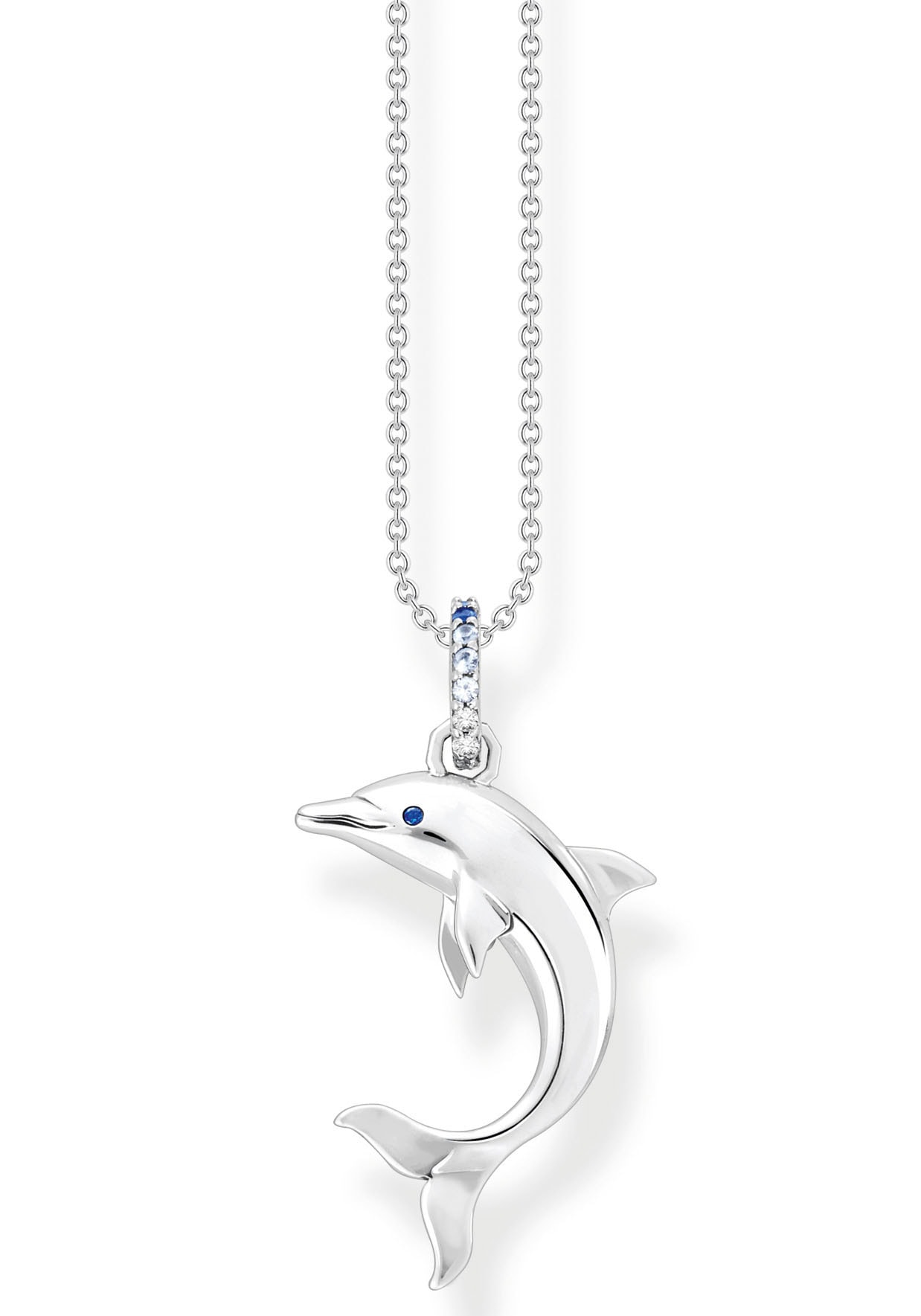 THOMAS SABO Kette mit Anhänger »Delfin mit Steinen, KE2144-644-1-L45V«, mit Spinell (synth.), Zirkonia (synth.)