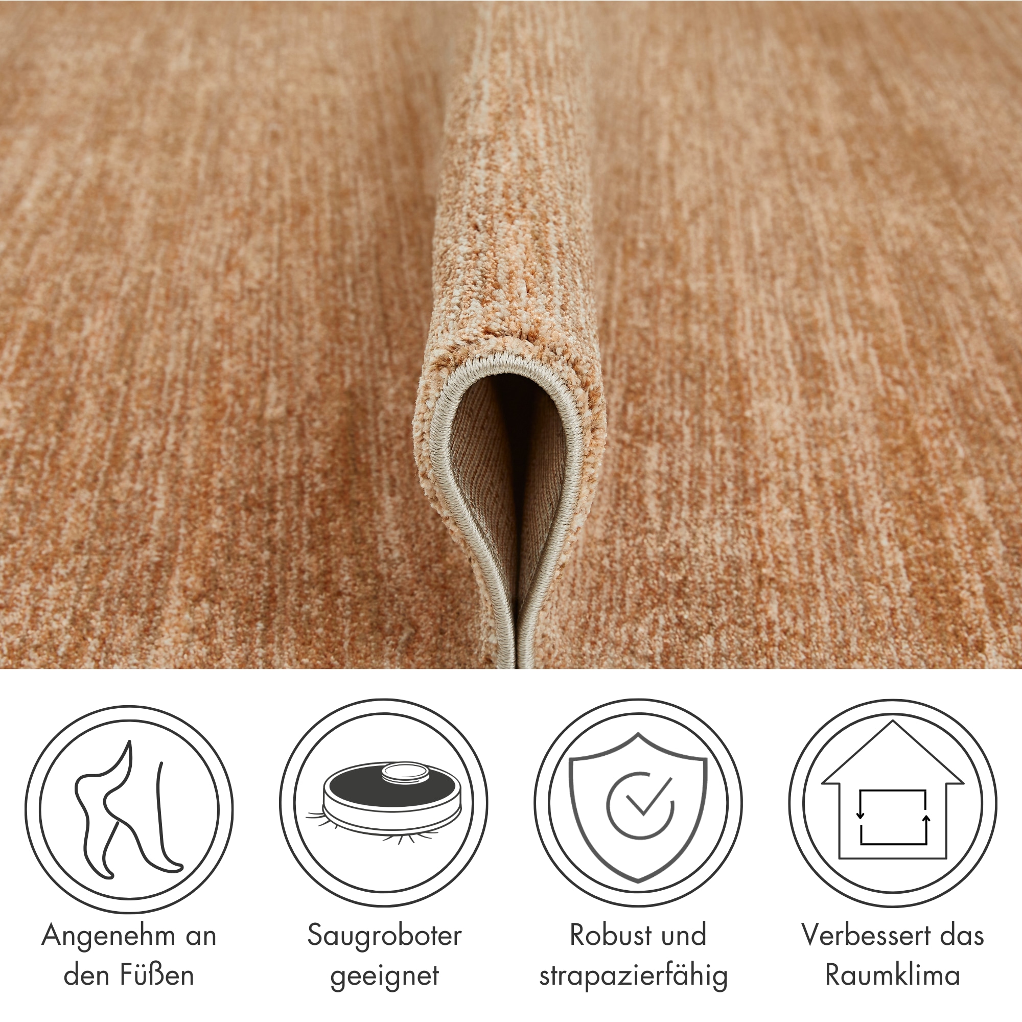 LUXOR living Teppich »Vilnius«, rechteckig, 13 mm Höhe, melierte Optik, weicher Flor, mit Fransen, Wohnzimmer