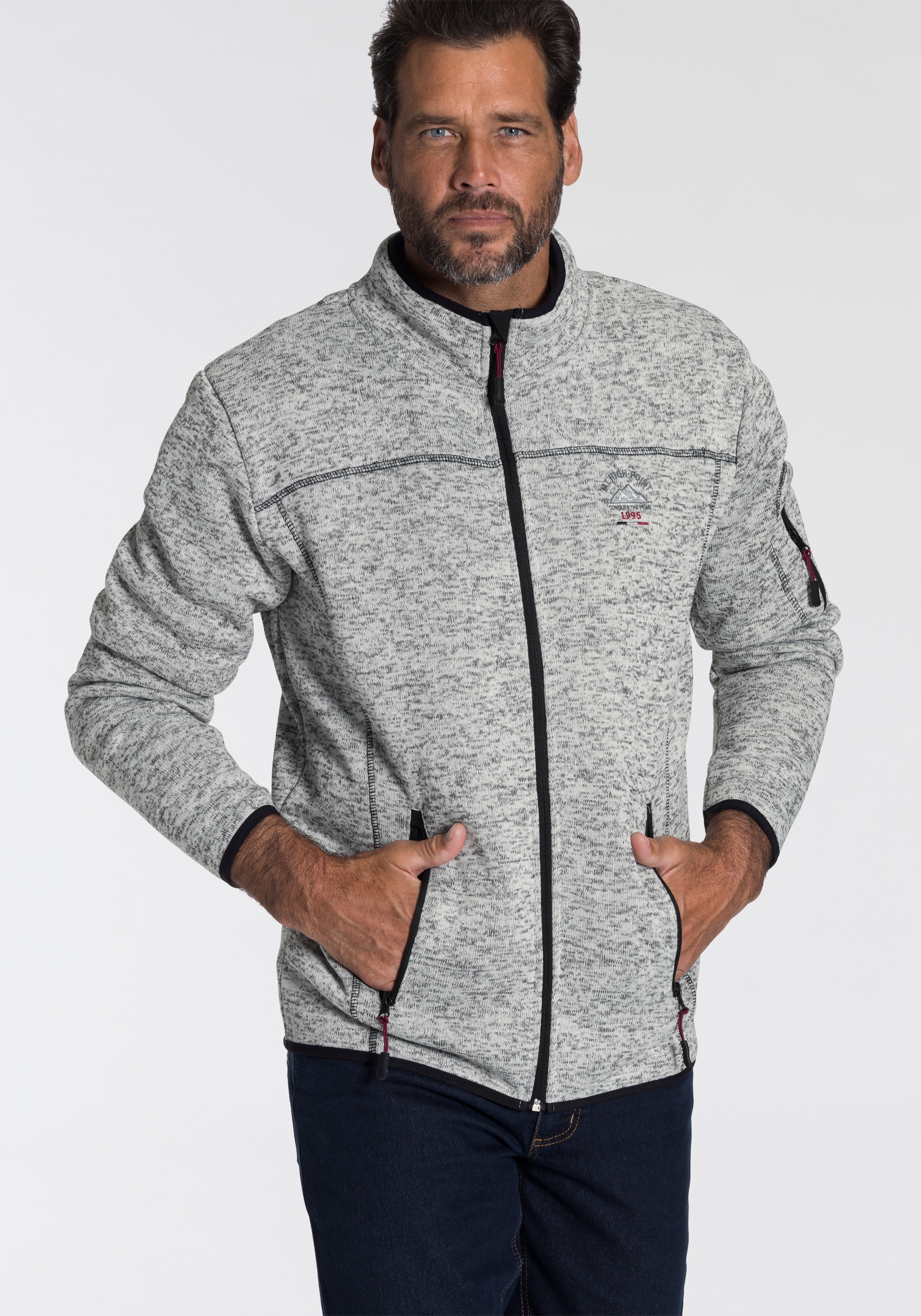 Mans World Strickfleecejacke, für die Übergangszeit, mit Reißverschlusstasc günstig online kaufen