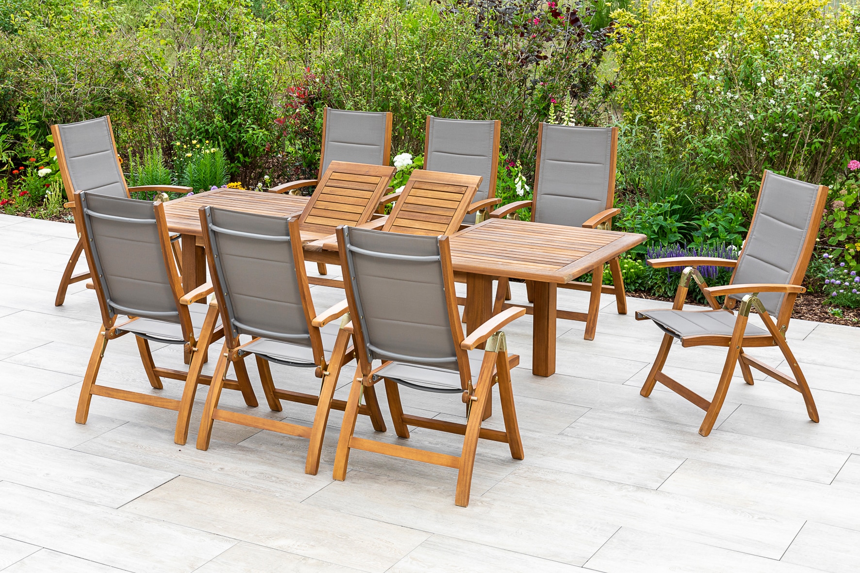 MERXX Garten-Essgruppe "Acapulco" 9 Stk. tlg. 8 Klappsessel, ausziehbarer T günstig online kaufen