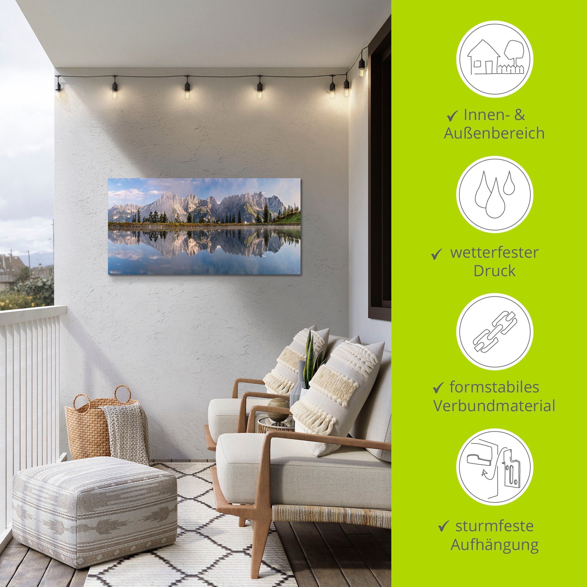 Artland Wandbild »Wilder Kaiser in Tirol«, Bilder von Europa, (1 St.), als Alubild, Outdoorbild, Leinwandbild, Poster, Wandaufkleber
