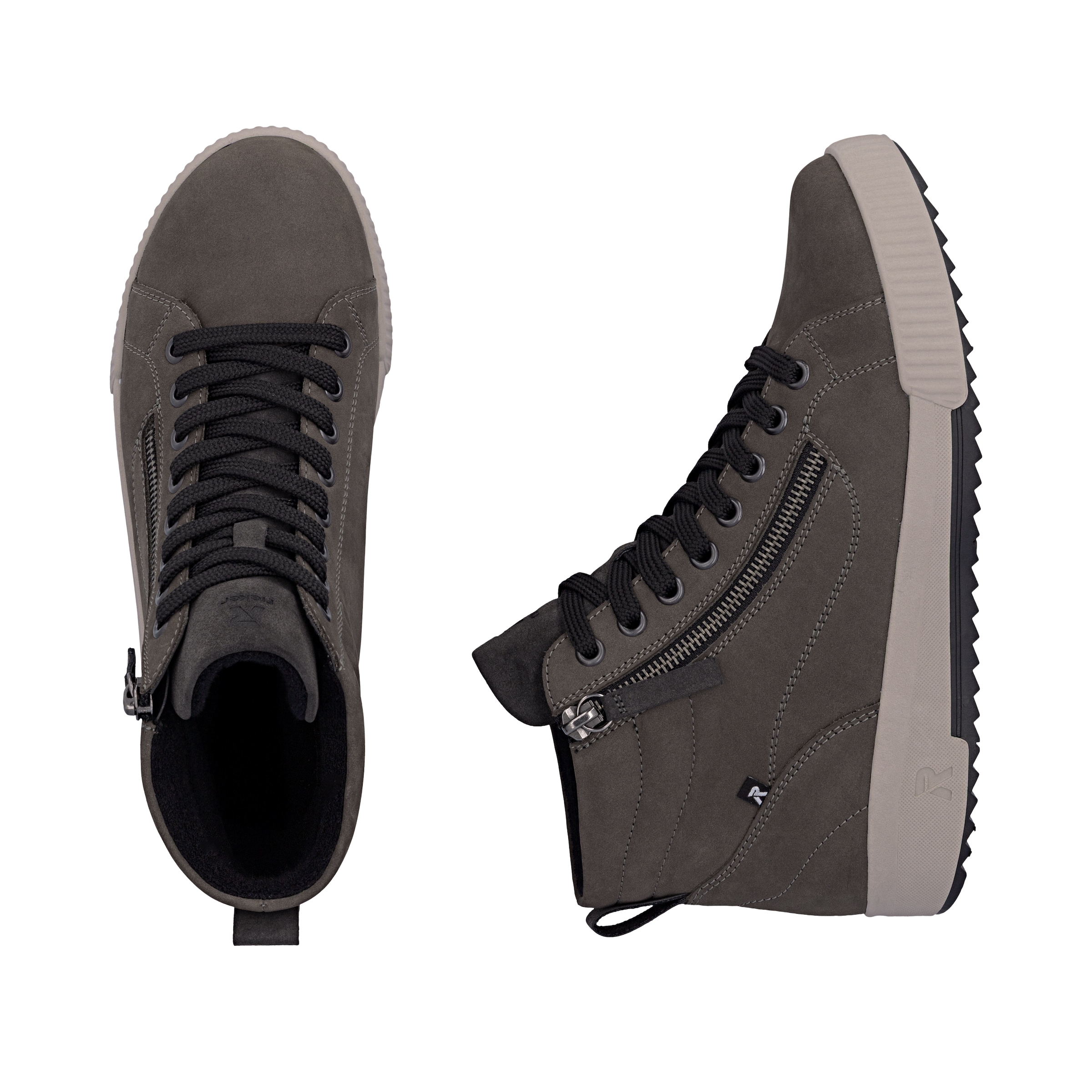 RIEKER Sport Schnürboots  Stiefelette, High Top Sneaker, Freizeitboots mit Reißverschluss