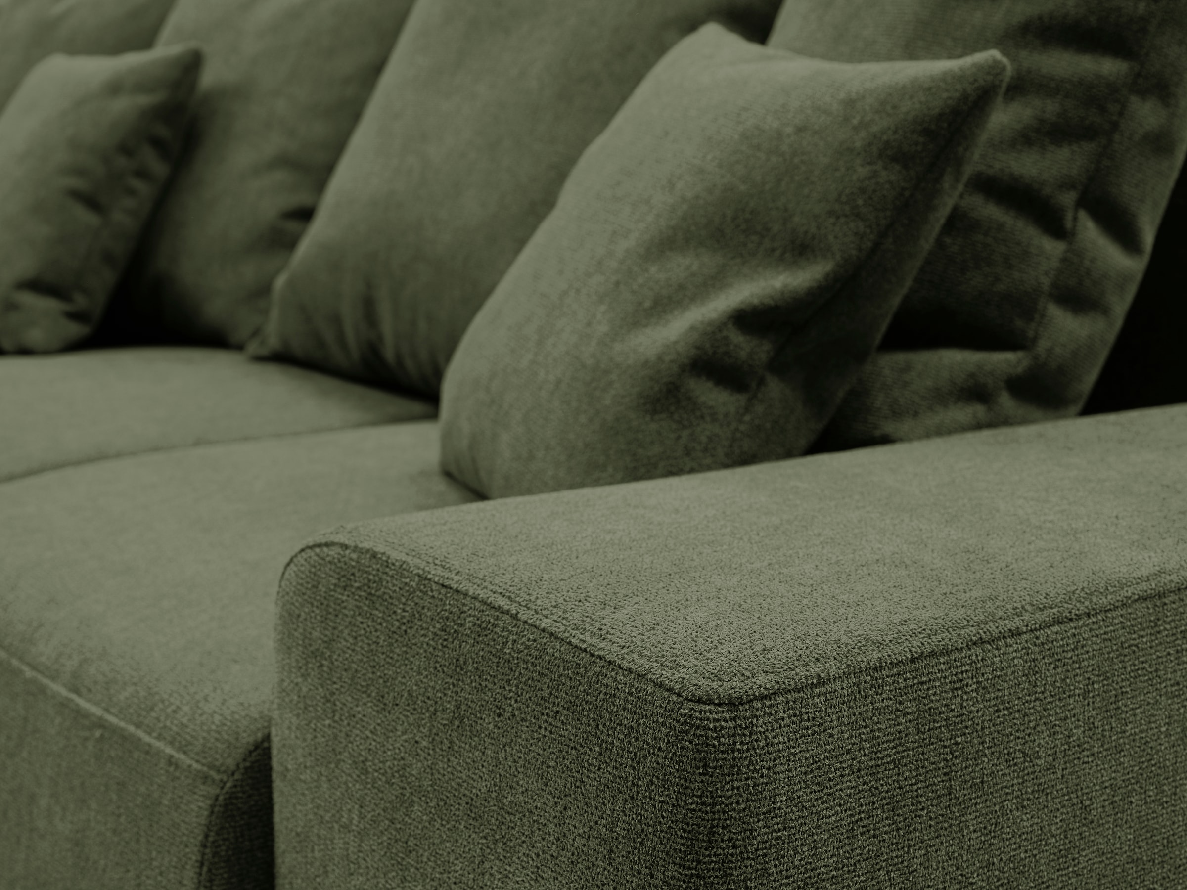 WERK2 Ecksofa »Riwa, modernes Sofa zum Kuscheln und Entspannen, Breite 300cm, L-Form«, Trendiges Ecksofa mit vielen Kissen, Schlaffunktion & Bettkasten