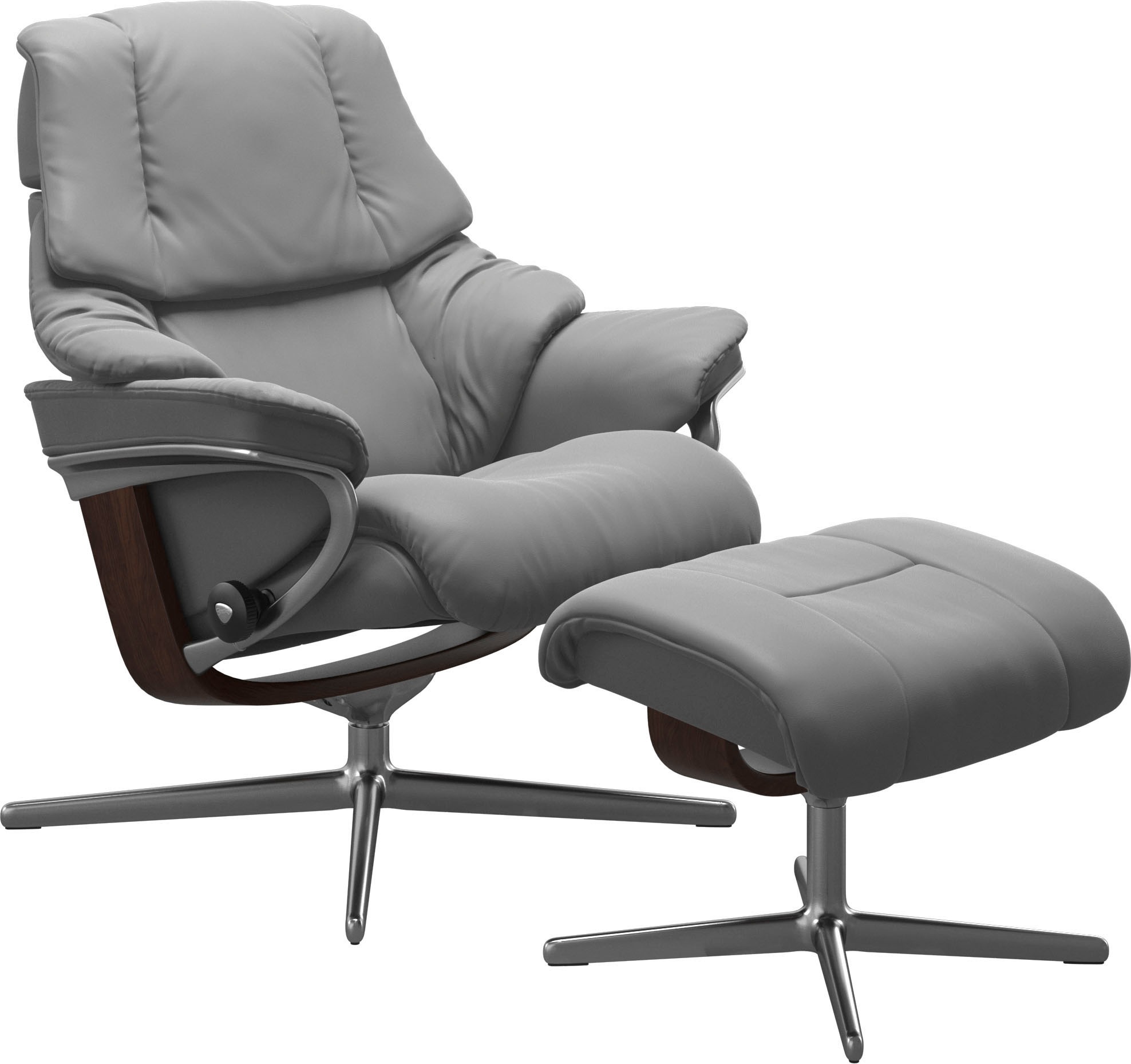 Stressless® Relaxsessel »Reno«, (Set, Relaxsessel mit Hocker), mit Hocker, mit Cross Base, Größe S, M & L, Holzakzent Braun