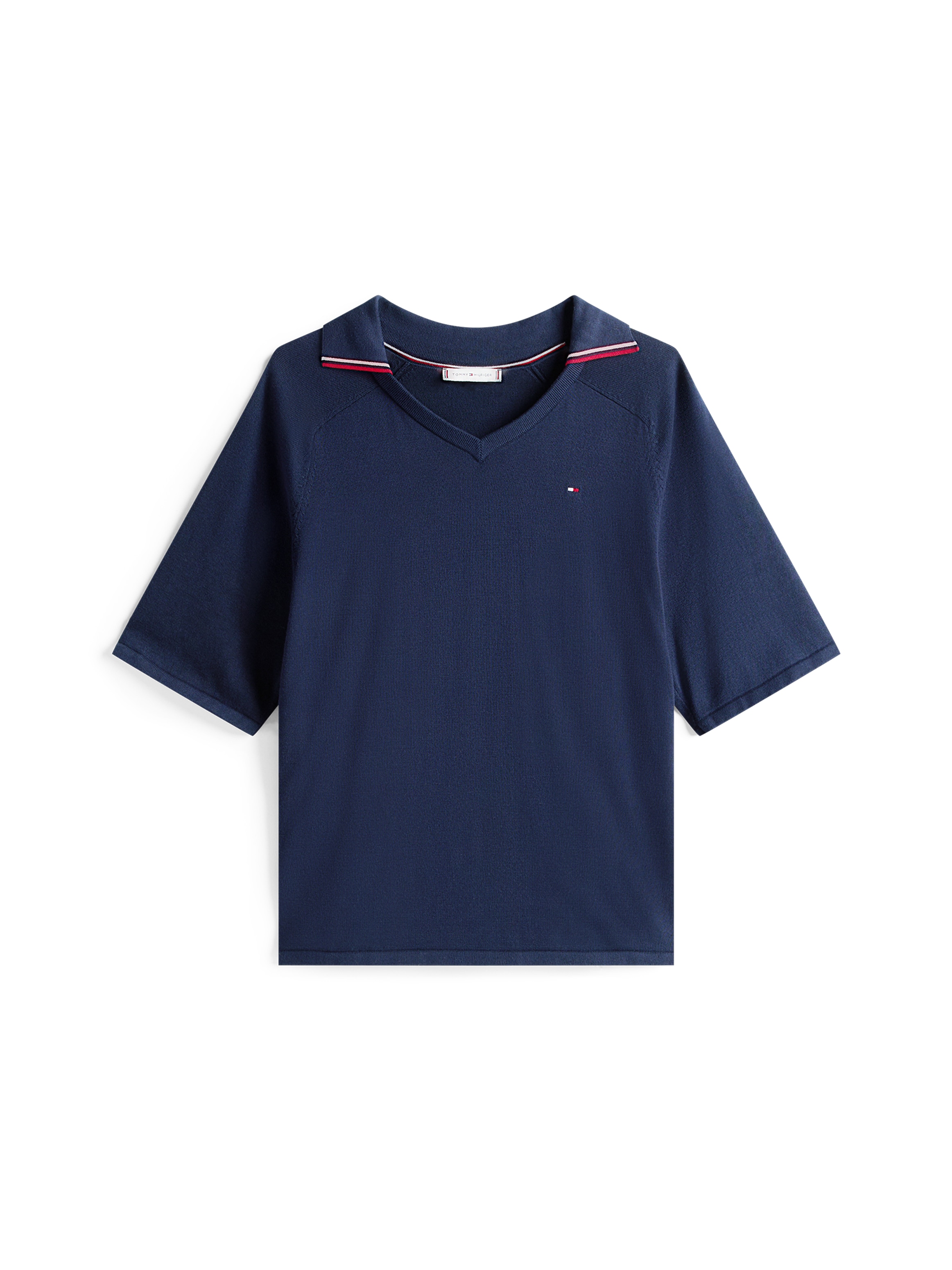 Tommy Hilfiger Strickpullover »CO JERSEY STCH POLO V-NK S/S SWT«