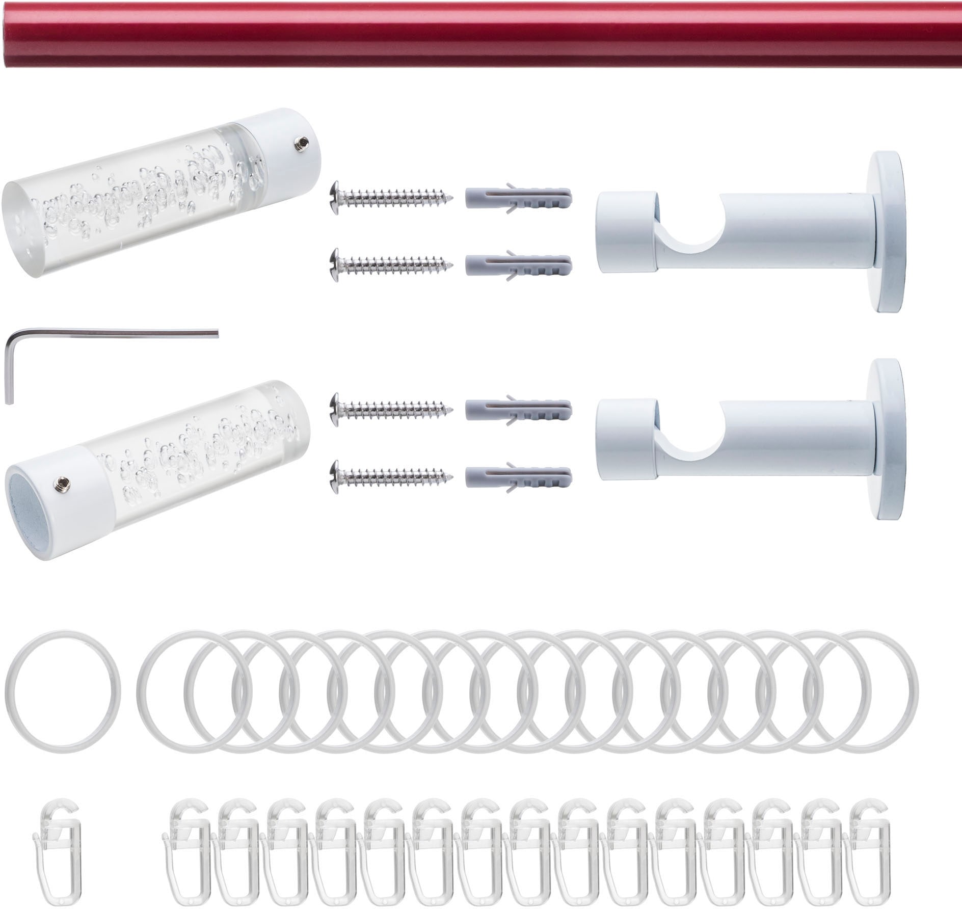 Liedeco Gardinenstange »Fertigstilgarnitur 20 mm Power Celebration Zylinder Acryl«, 1 läufig-läufig, Fixmaß, Gardinenstange Komplett, Farbkombination