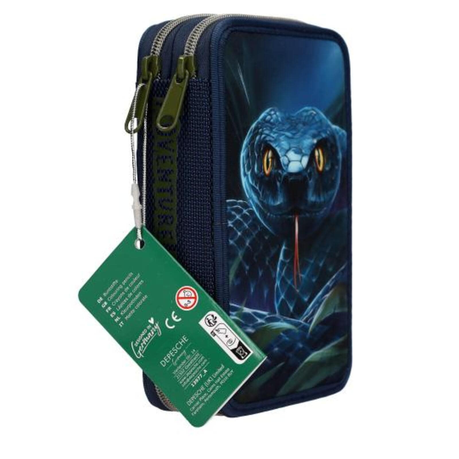 Depesche Buntstift »2-Fach Federtasche Schlange Adventure World 5,5 x 12 x 19 cm blau-grün«