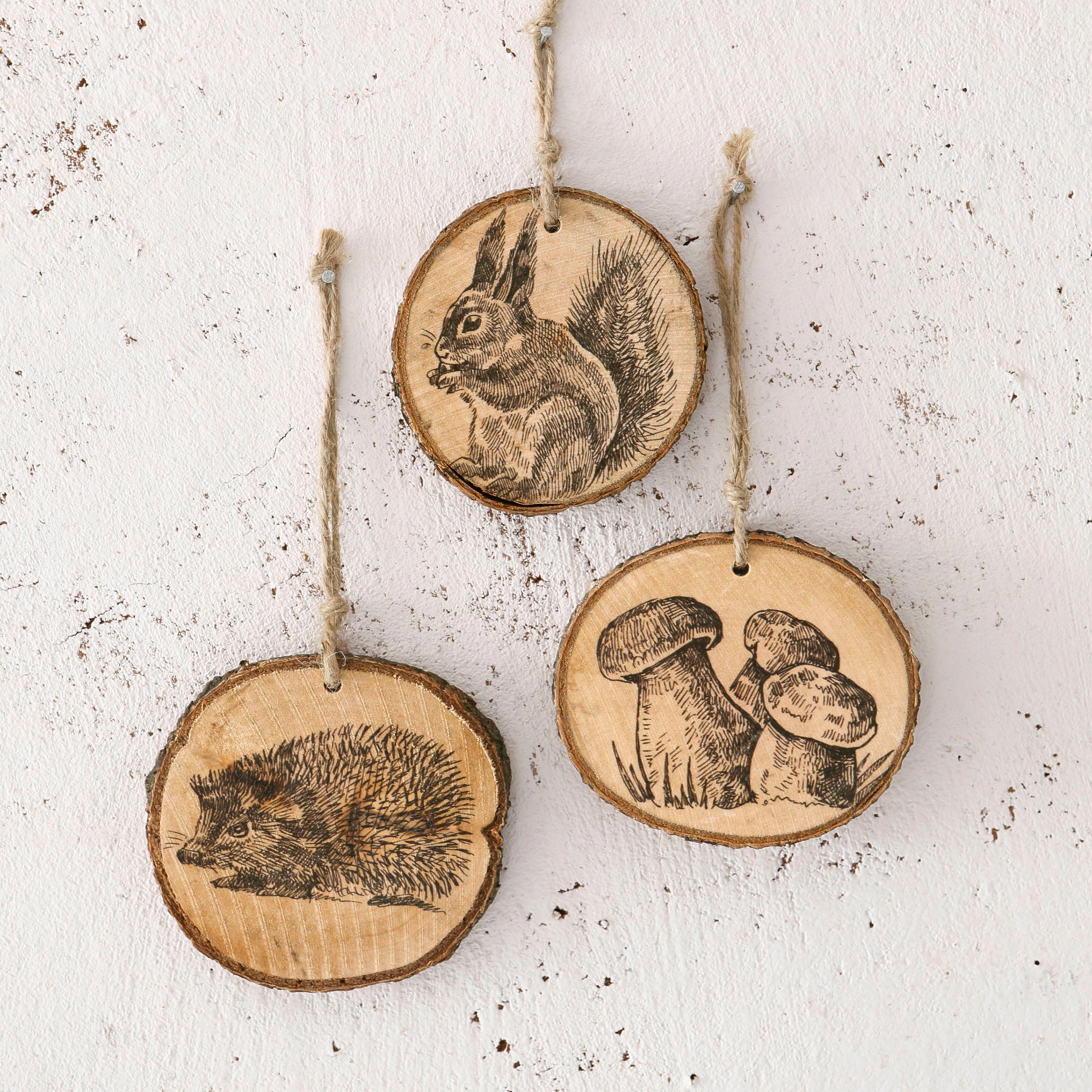 CHRISTMAS GOODS by Inge Christbaumschmuck »Dekohänger Wald«, (Set, 9 tlg.), aus Holz, mit Waldmotiven