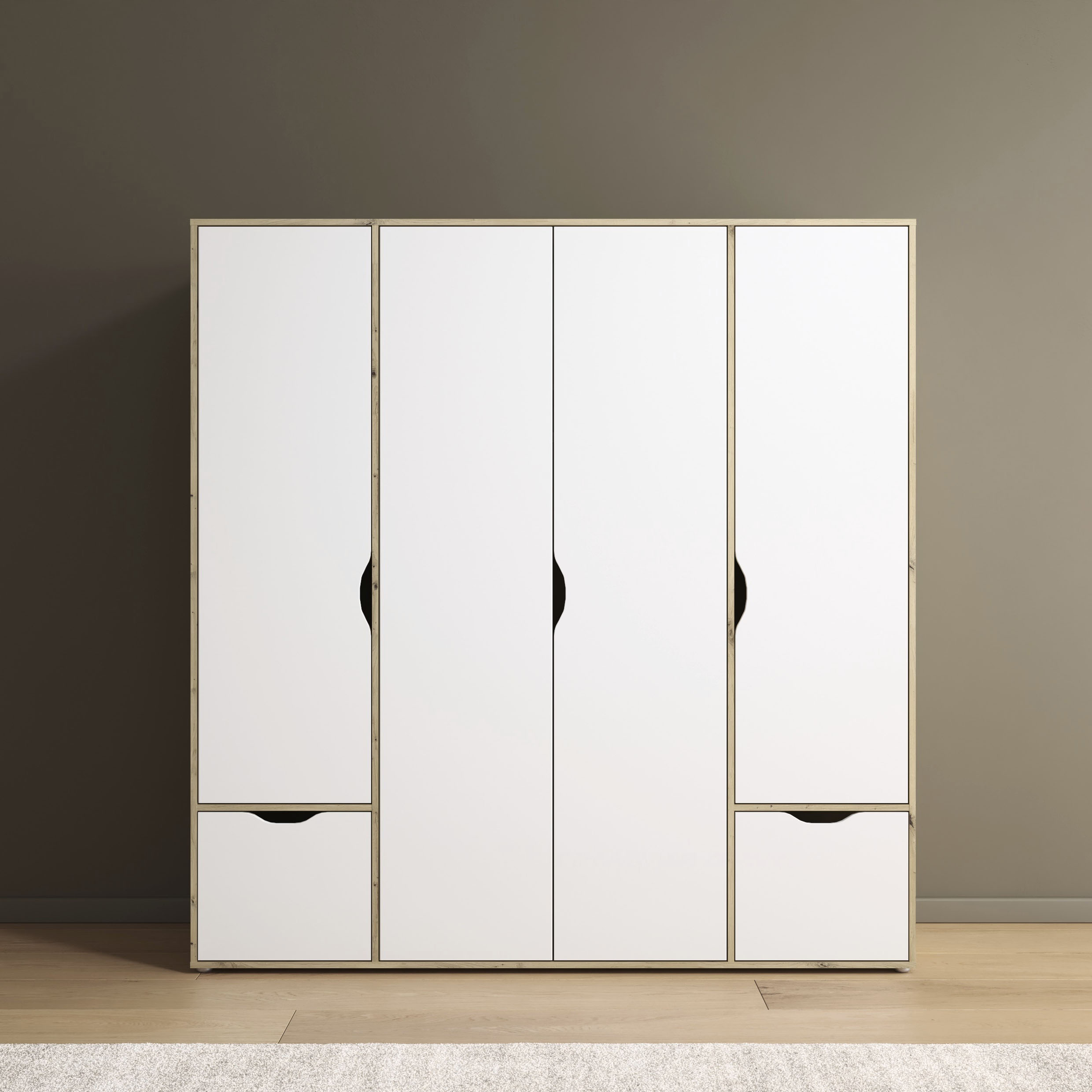 rauch "Kleiderschrank Schrank Garderobe Wäscheschrank NARAI mit Schubladen" in 3 verschiedenen Ausstattungen BASIC/CLASSIC/PREMIUM, Griffausfräsungen für eine grifflose Optik TOPSELLER MADE IN GERMANY