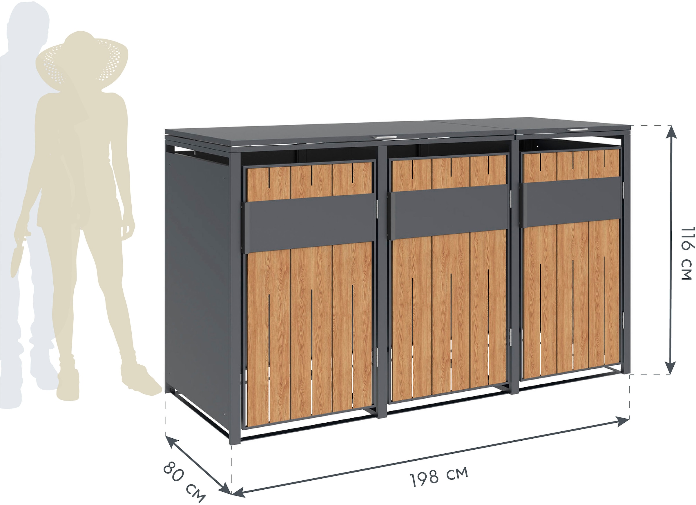 WESTMANN Mülltonnenbox »Varius 3« BxTxH: 198x80x116 cm, für 3x240 L Mülltonnen
