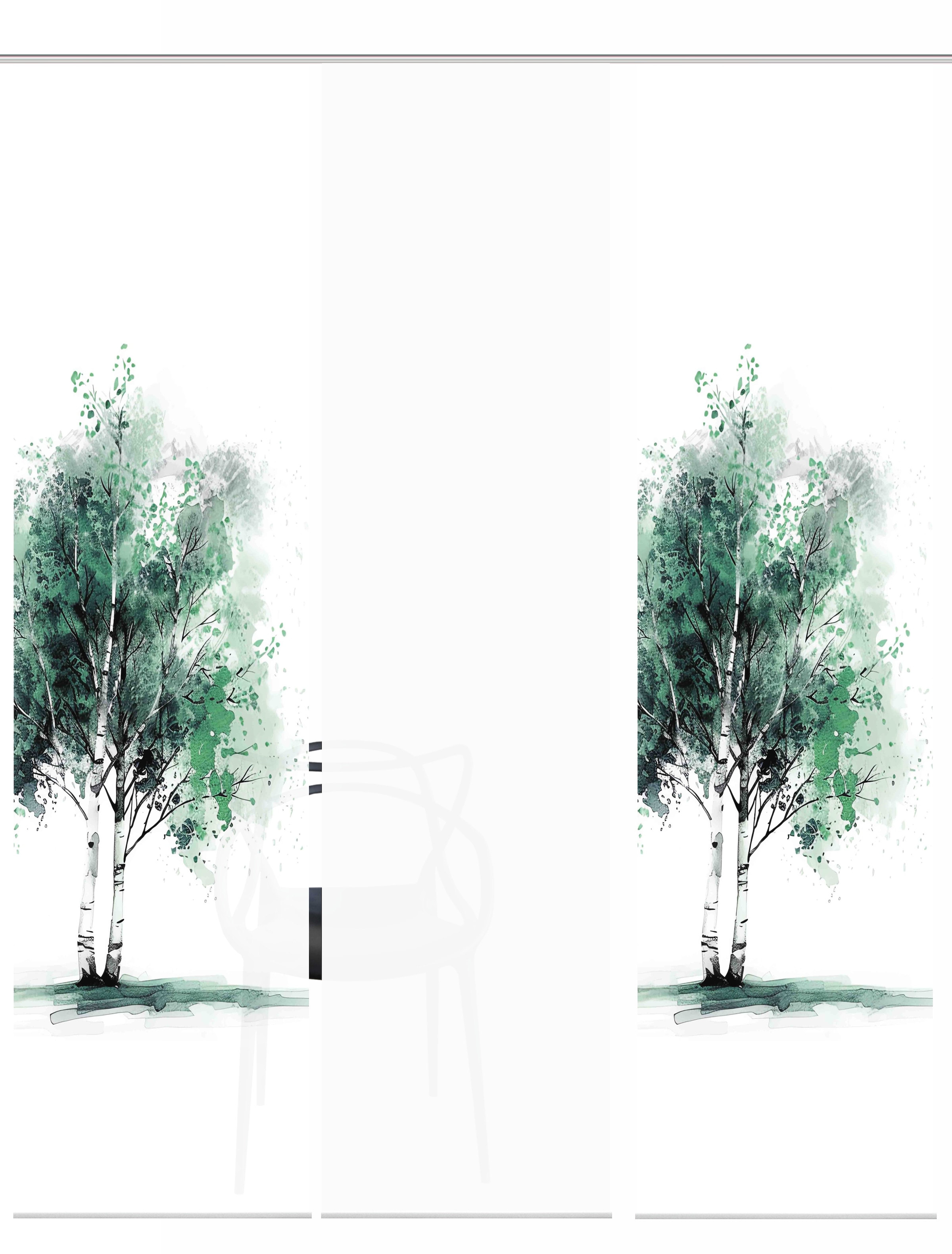 HOME WOHNIDEEN Schiebegardine "TREE" Paneelwagen 3 Stk. tlg. Schiebewand Se günstig online kaufen