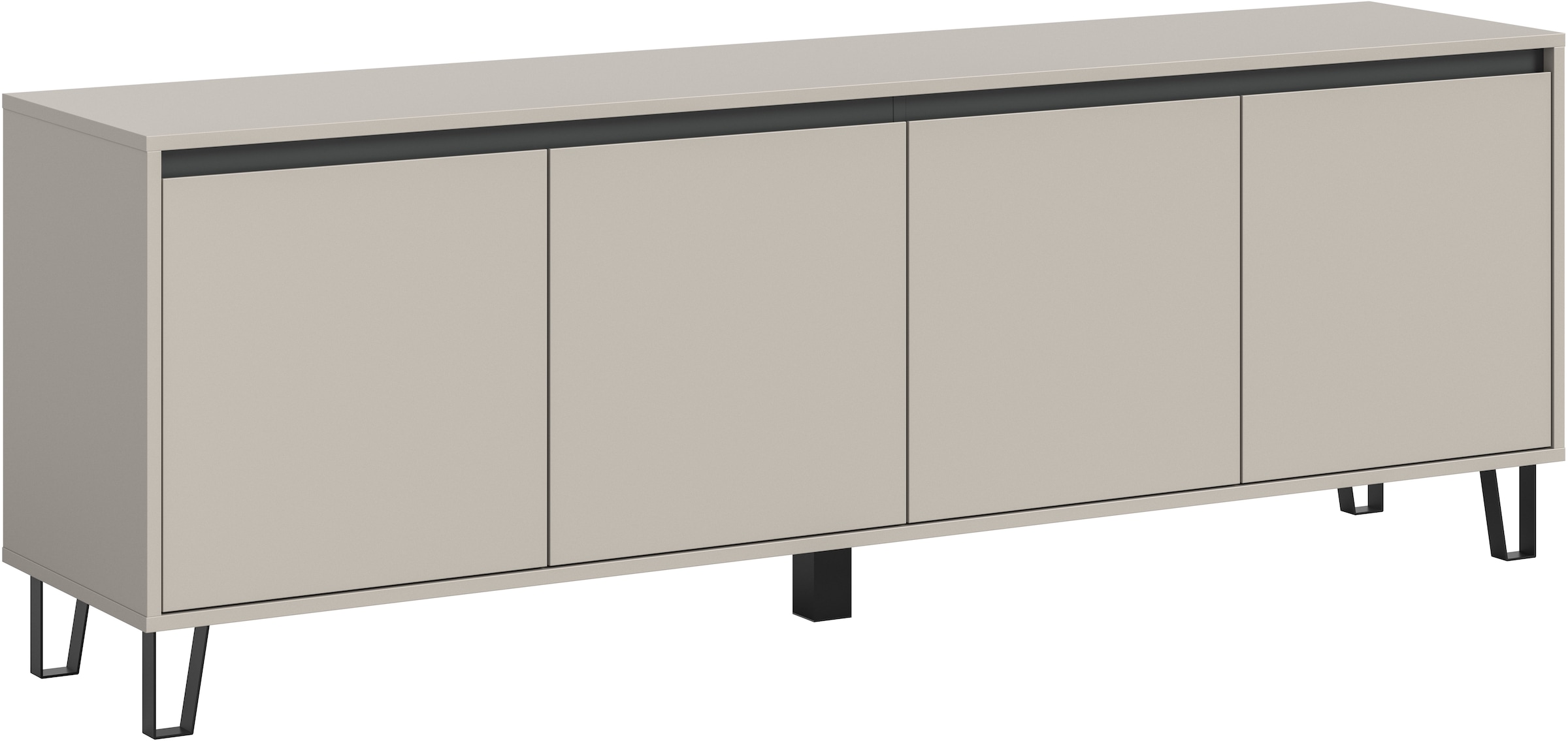 Home affaire Lowboard "BALTIC, Breite 184cm, grifflose Fronten, Metall-Füße,4 Türen, 4 Fächer" TV-Möbel, TV-Schrank, TV-Lowboard, Mediaboard