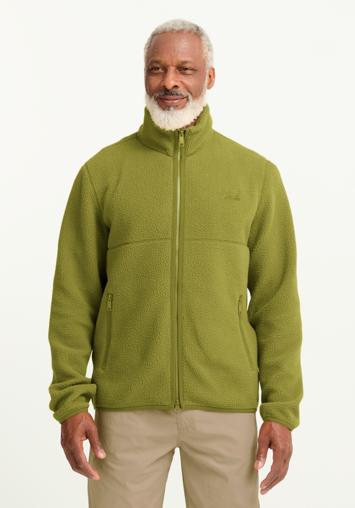 Jack Wolfskin Fleecejacke "LITE CURL FZ M" aus strukturiertem Sherpa-Fleece, mit 2-Wege-Reißverschluss