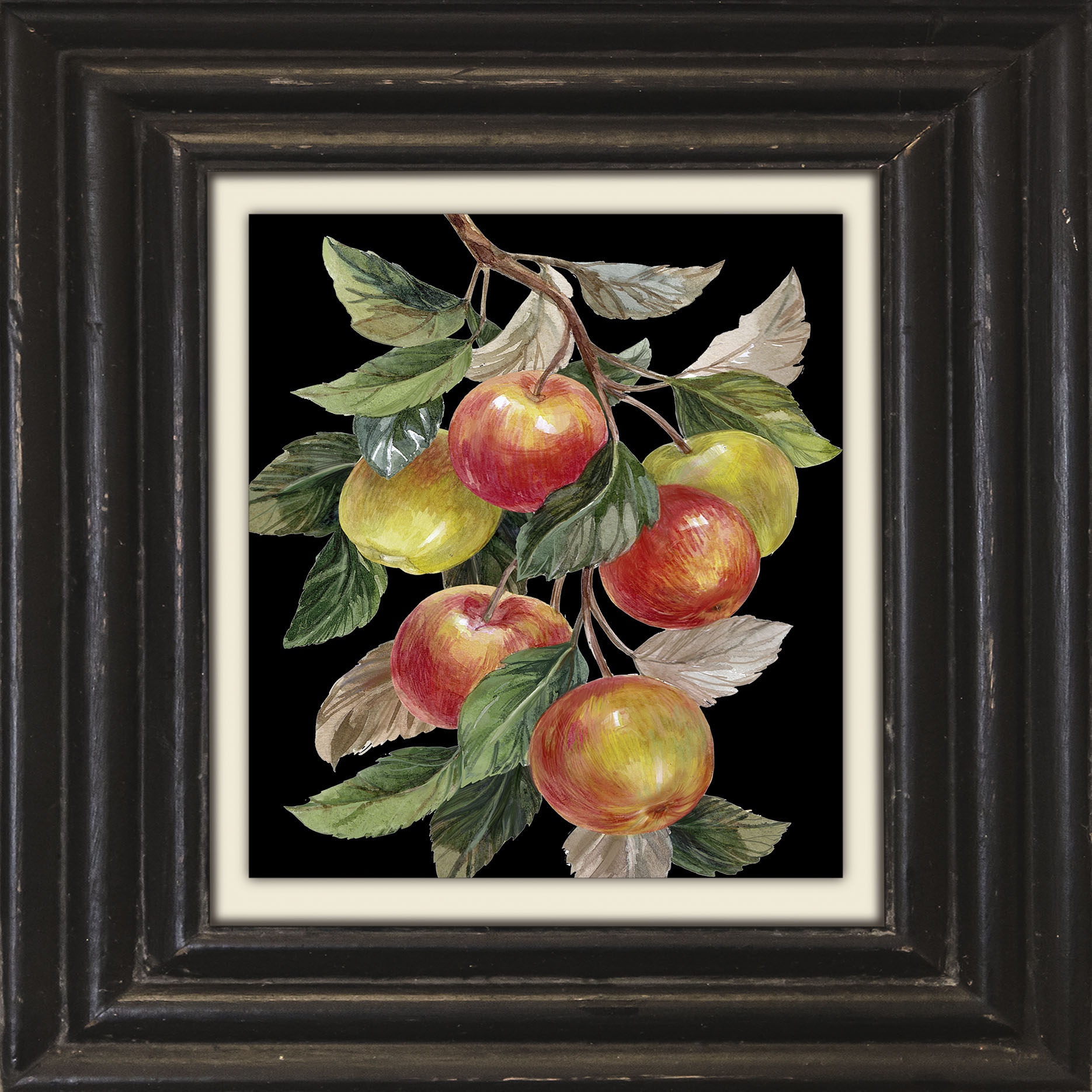 queence Leinwandbild "Äpfel" Kunst Obst Obst Bilder Stillleben Premium-Leinwandstoff, Handarbeit aus Deutschland, 40x40cm
