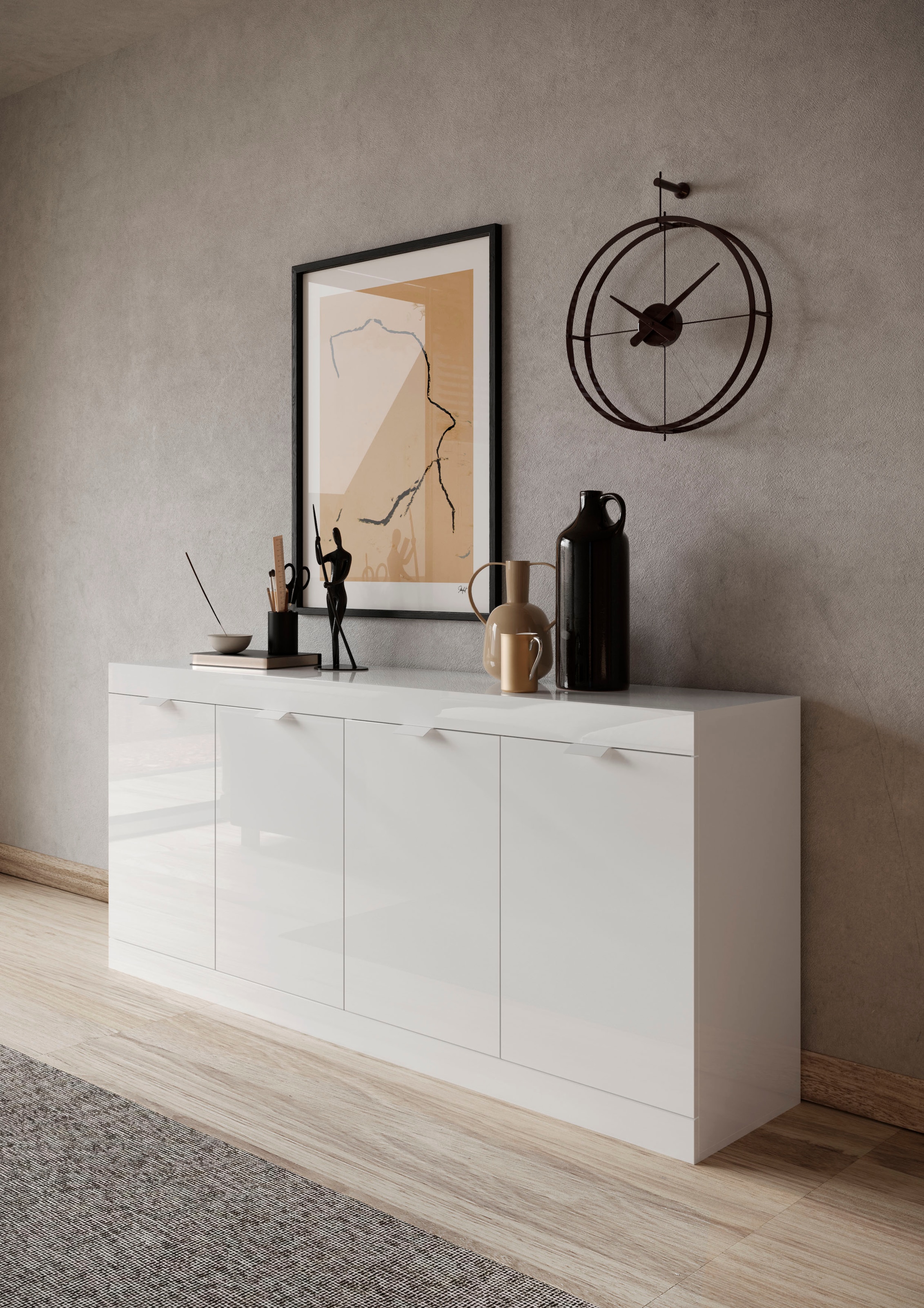 INOSIGN Sideboard »Slim«, Breite 181 cm, weiß Hochglanz Lack