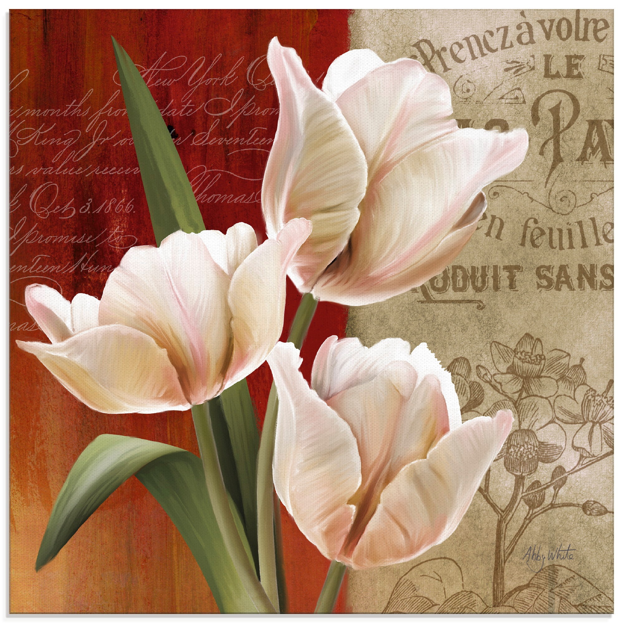 Artland Glasbild "Französische Tulpencollage", Blumen, (1 St.), in verschiedenen Größen