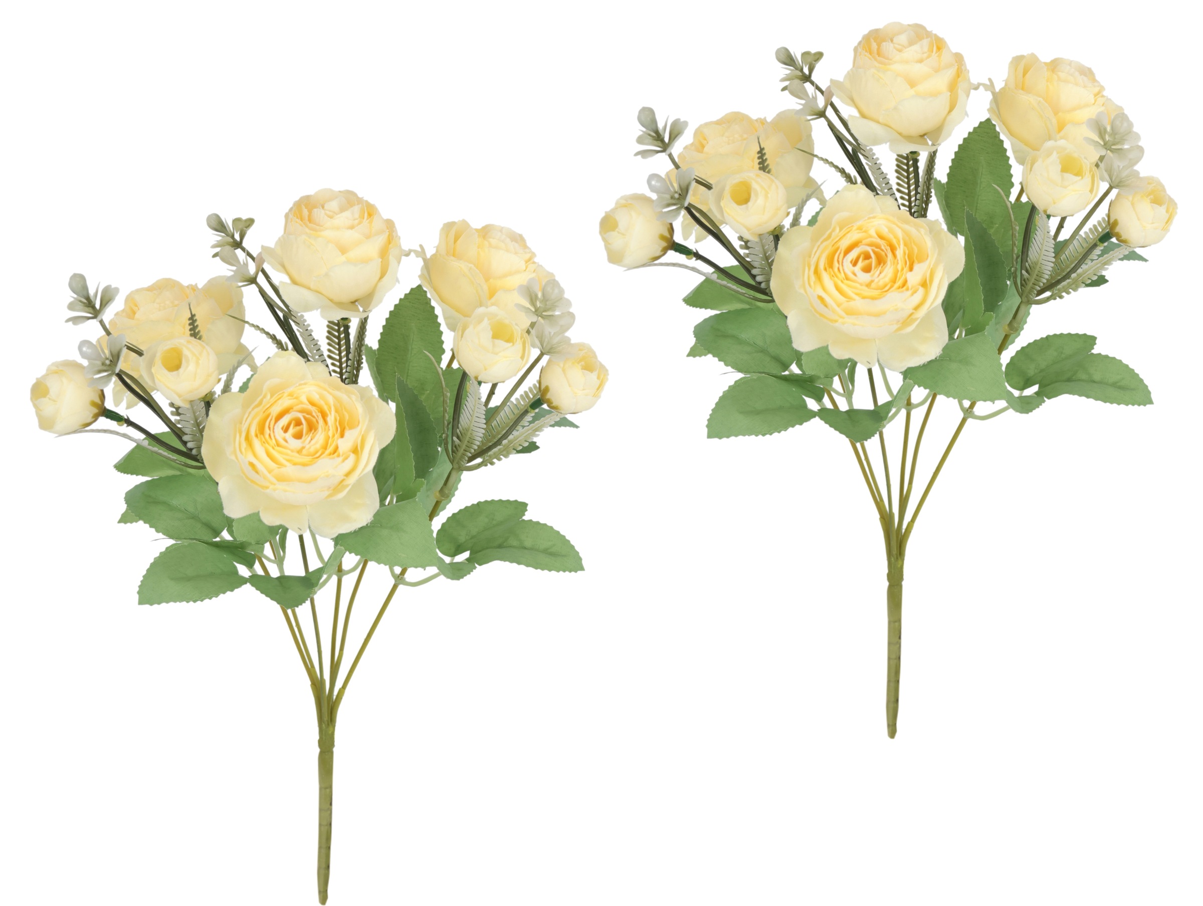 Kunstblume I.GE.A., B:19cm H:31cm L:14cmgelb, Polyester, Kunstpflanzen, "Künstlicher Rosenstrauß", 2er Set Hochwertige Kunstrosen 31 cm Realistische