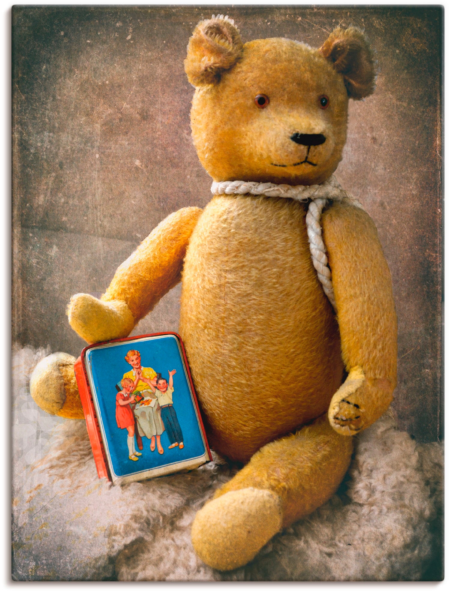 Artland Wandbild "Teddybär mit Sparbüchse", Spielzeuge, (1 St.), als Leinwandbild, Wandaufkleber in verschied. Größen