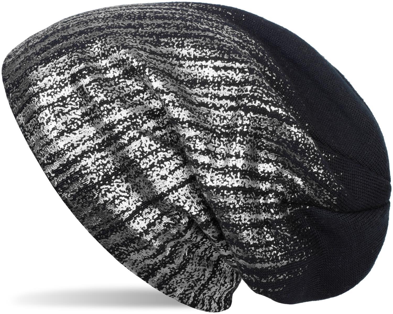 styleBREAKER Strickmütze "Feinstrick Beanie mit Metallic Print" 1 Stk.