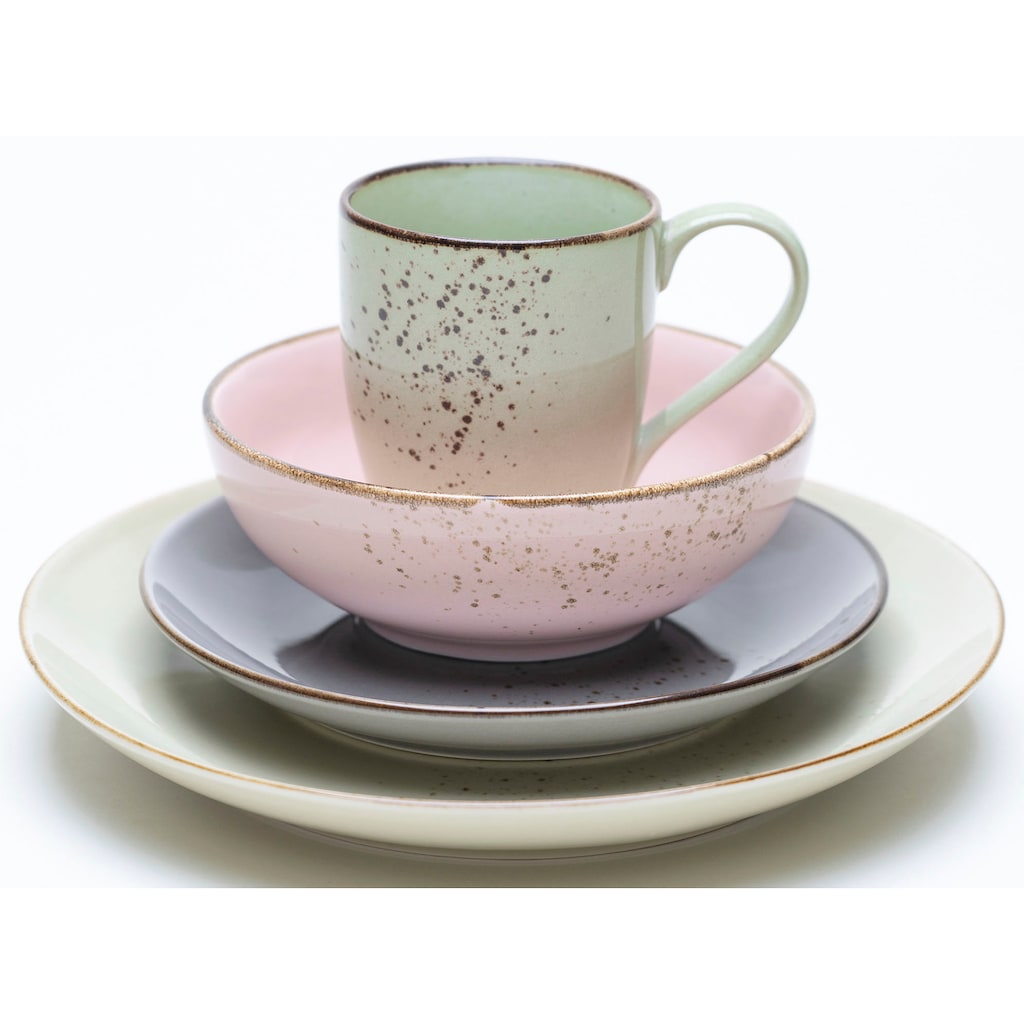 CreaTable Kombiservice »Geschirr-Set NATURE COLLECTION Vintage Garden«, (16 tlg., Kaffeeservice und Tafelservice im Set, für 4 Personen), Service, 16 Teile, für 4 Personen