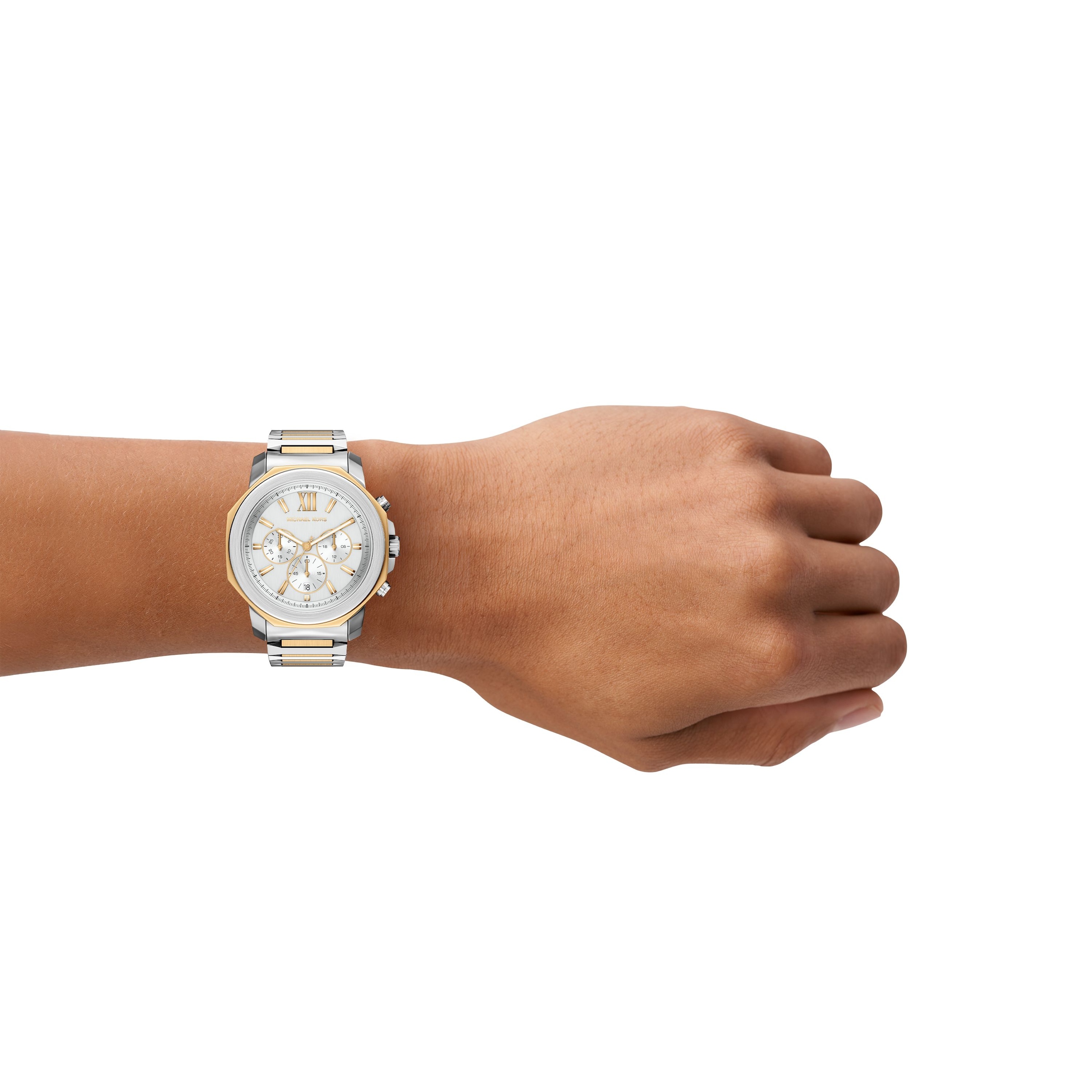 MICHAEL KORS Chronograph »Prescott« Quarzuhr, Armbanduhr, Herrenuhr, Edelstahlarmband, analog, Tag