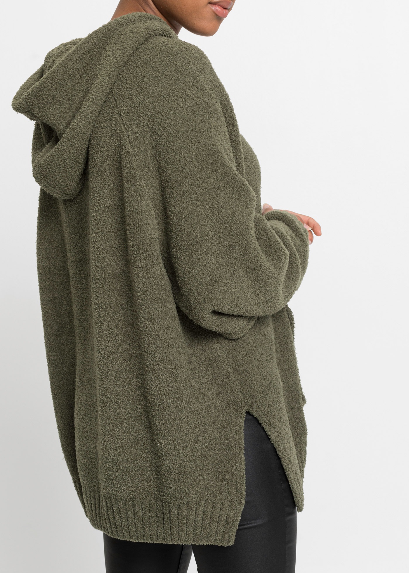 Thumbnail - bonprix Strickpullover aus Polyester, mit Kapuze, mit Teddy-Fleece, Oversize Passform