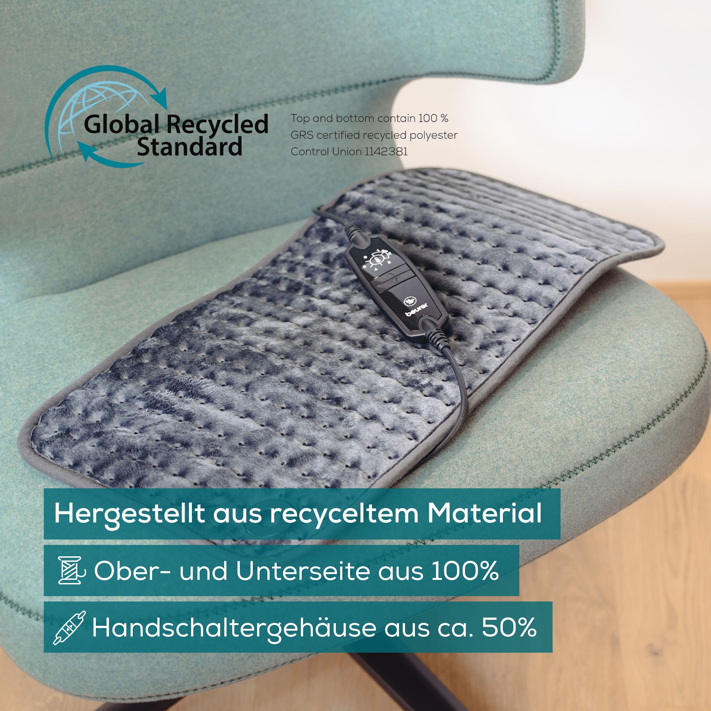 BEURER Heizkissen »HK 123 XXL, extra großes Format mit 60 x 30 cm für großflächige Wärme«, 3 Temperaturstufen, maschinenwaschbar, Sicherheitsabschaltung