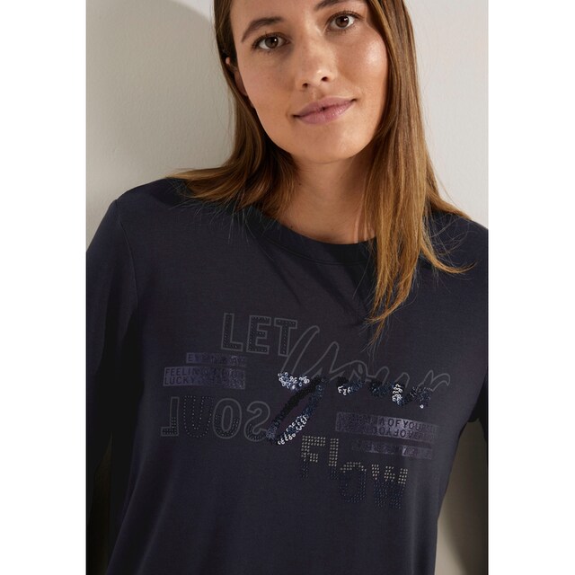 Cecil Langarmshirt, mit glitzerndem Frontprint online bestellen | BAUR