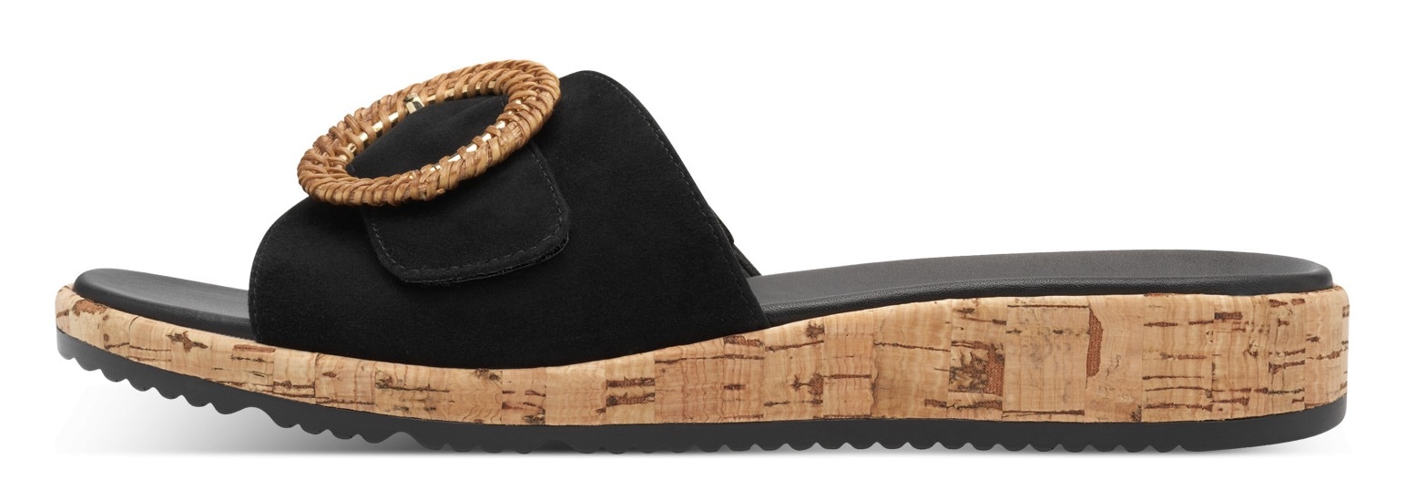 Tamaris Pantolette, Keilabsatz, Sommerschuh, Schlupfschuh mit hübscher Zierschnalle