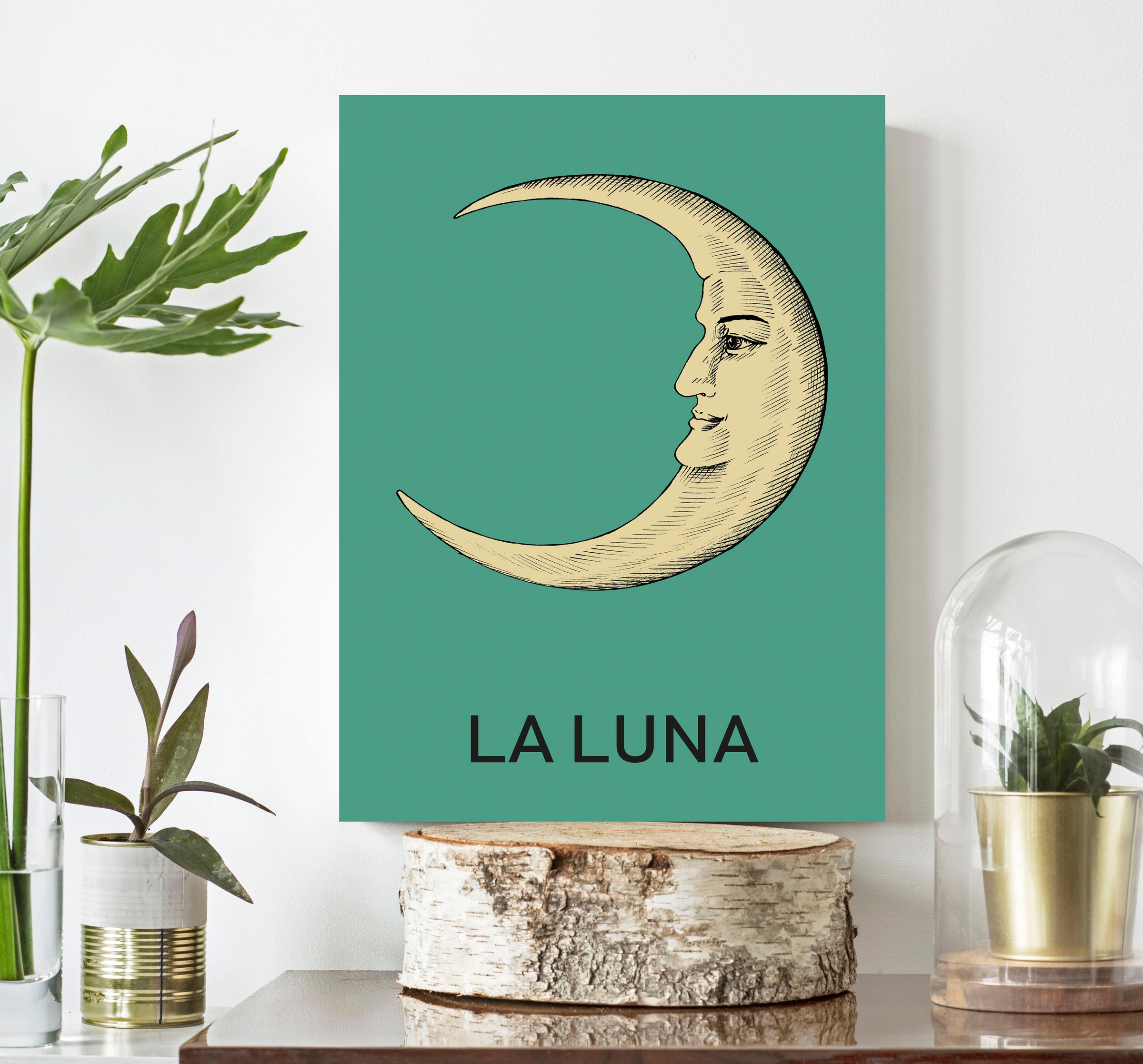 queence Leinwandbild »Der Mond«, Kunst-Modern-Schriftzug, Premium-Leinwandstoff, Handarbeit aus Deutschland