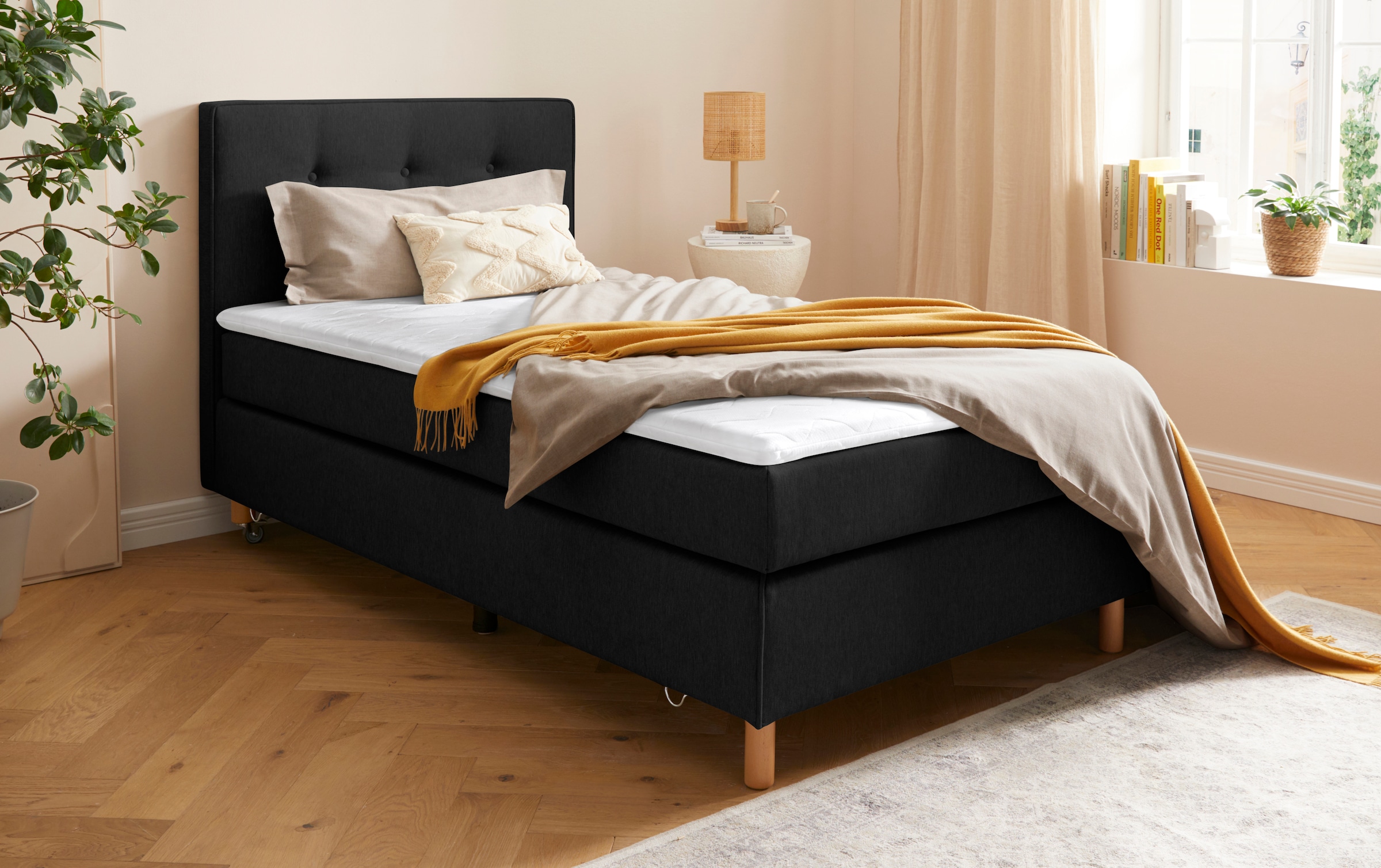 Home affaire Boxspringbett »Heimatblick 100x200cm beliebig erweiterbar zu Doppel- und Familienbett«, Einzelbett, Hotelbett erhältlich in H2,H3 & H4