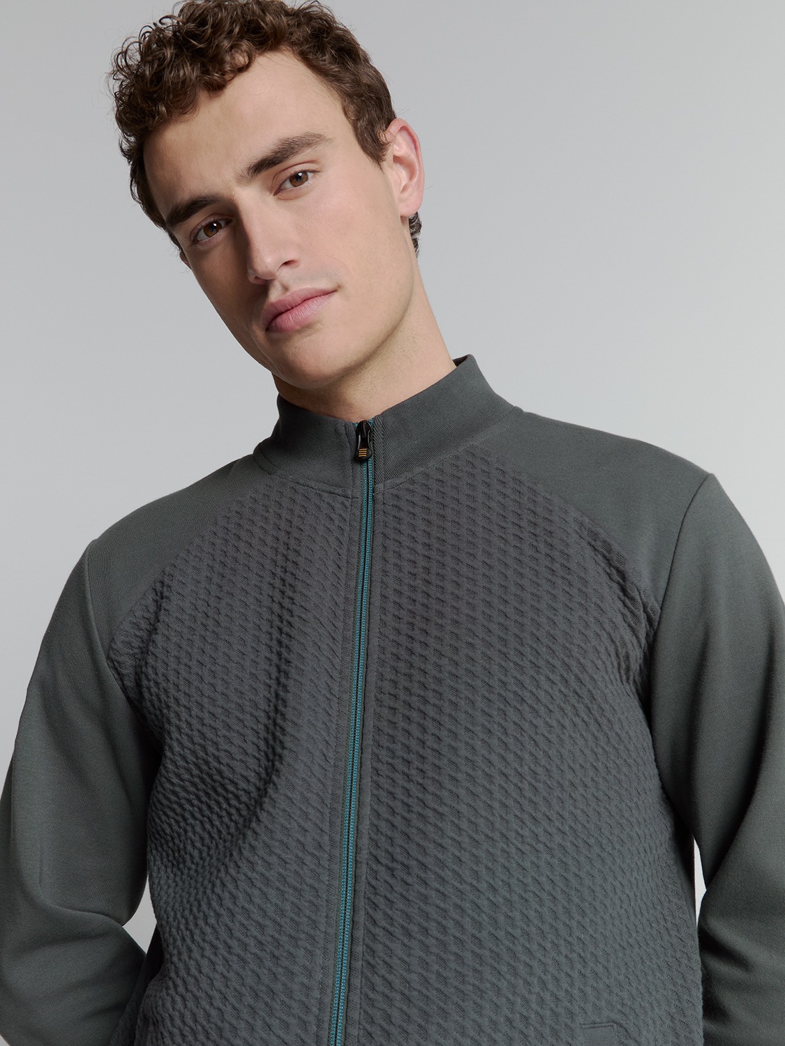 NO EXCESS Sweater »No Excess Jacquard sweatshirt mit Vollreißverschluss«