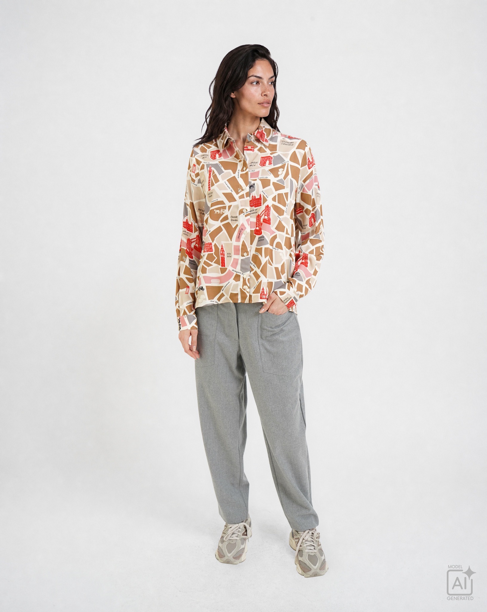 Milano Italy Langarmbluse mit All Over Print