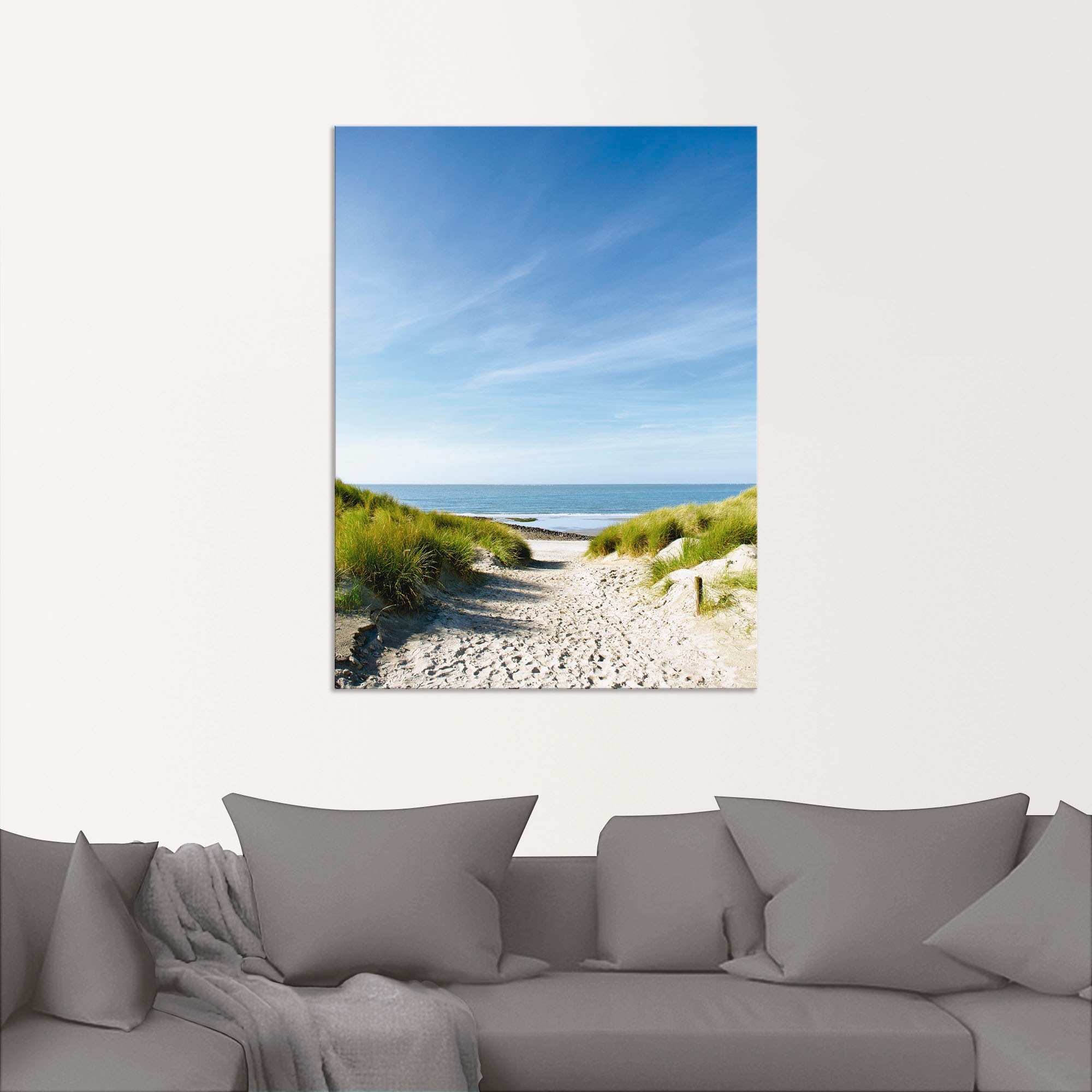Artland Wandbild »Strand mit Sanddünen und Weg zur See«, Strand, (1 St.), als Alubild, Outdoorbild, Leinwandbild, Poster, Wandaufkleber