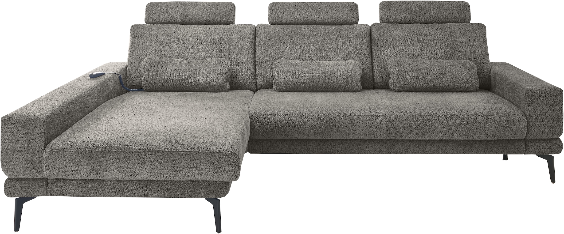 Ecksofa "SO 3600, inkl motor. Sitztiefenverstellung, Kopfstützen, Nierenkissen", grau (kama anthrazit), B:293cm H:83cm T:180cm, 100% Polyester, SET ONE BY MUSTERRING, Sofas, Ecksofa, Sitzhöhe 42 cm, Kaltschaum, Breite 293 x Tiefe 180 cm, Kama anthrazit 4